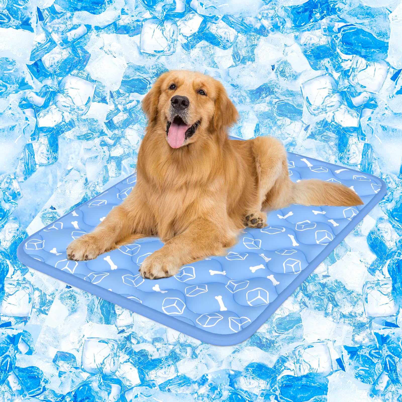 Rywell Tapis Froid Chien 2.0, bleu océan, maintien au frais prolongé