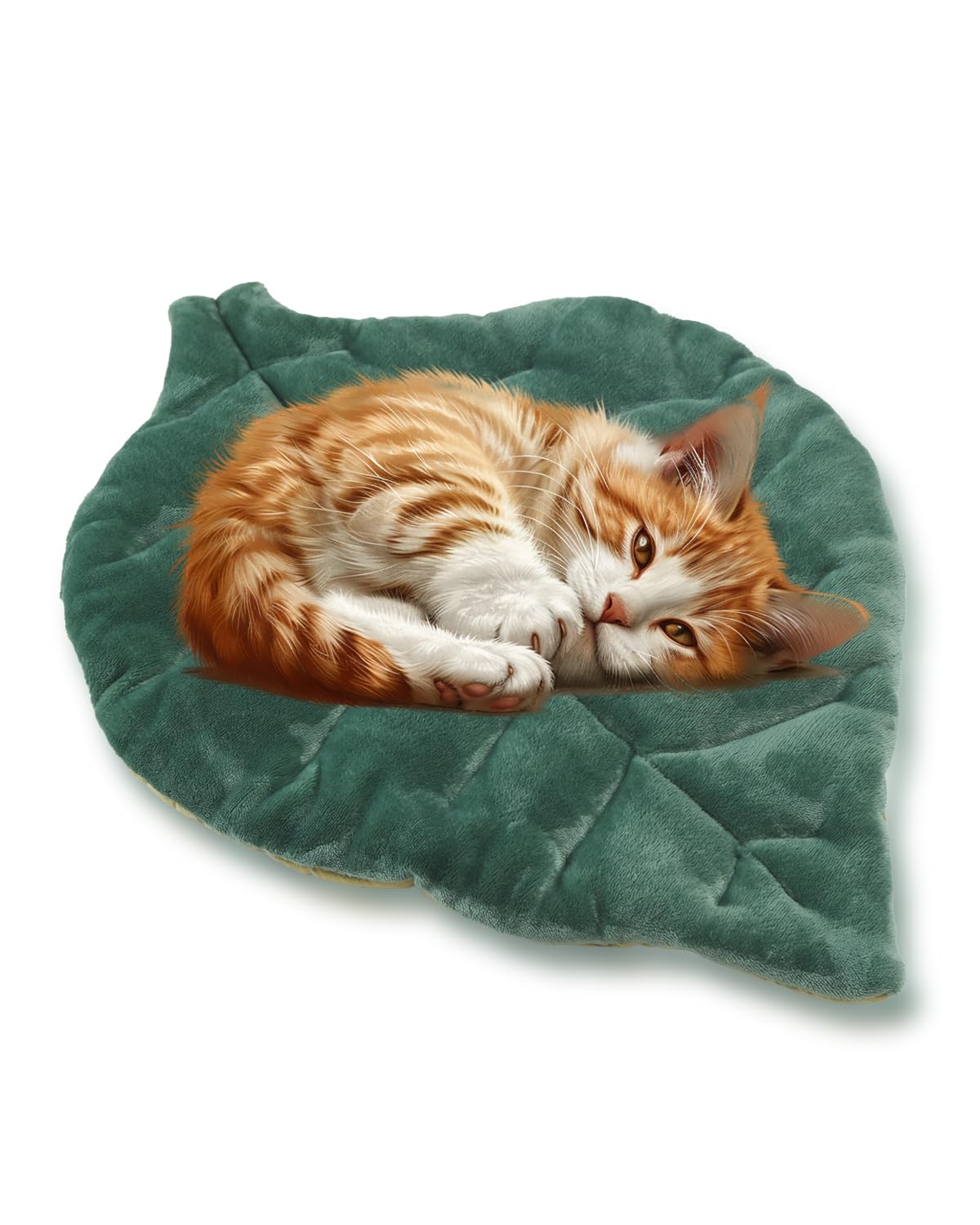 Tapis chat Rzxlszy auto-chauffant forme feuille 26x20, chaleur douce pour intérieur
