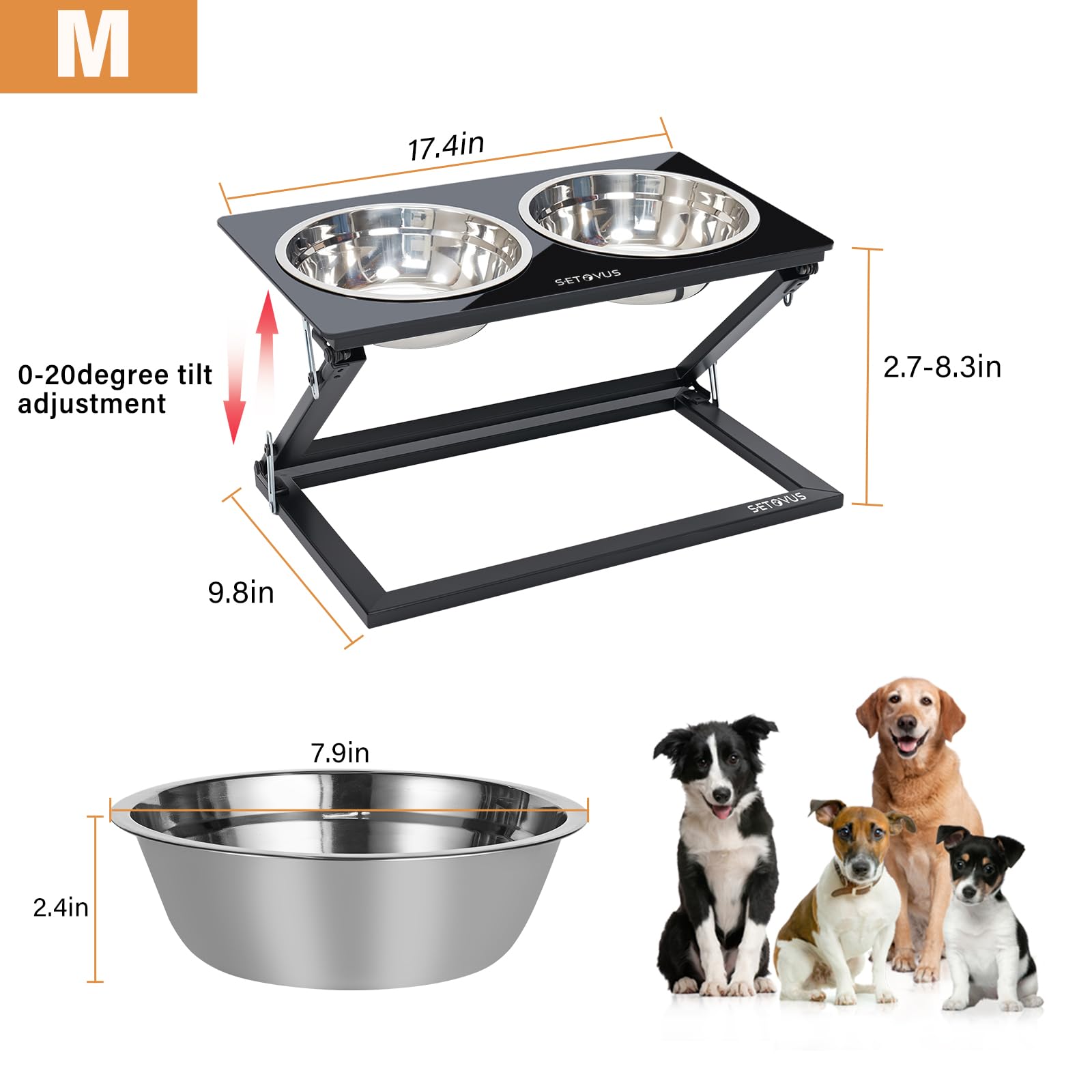 S-ETOVUS: réglage hauteur avec plateau adapté à la taille du chien