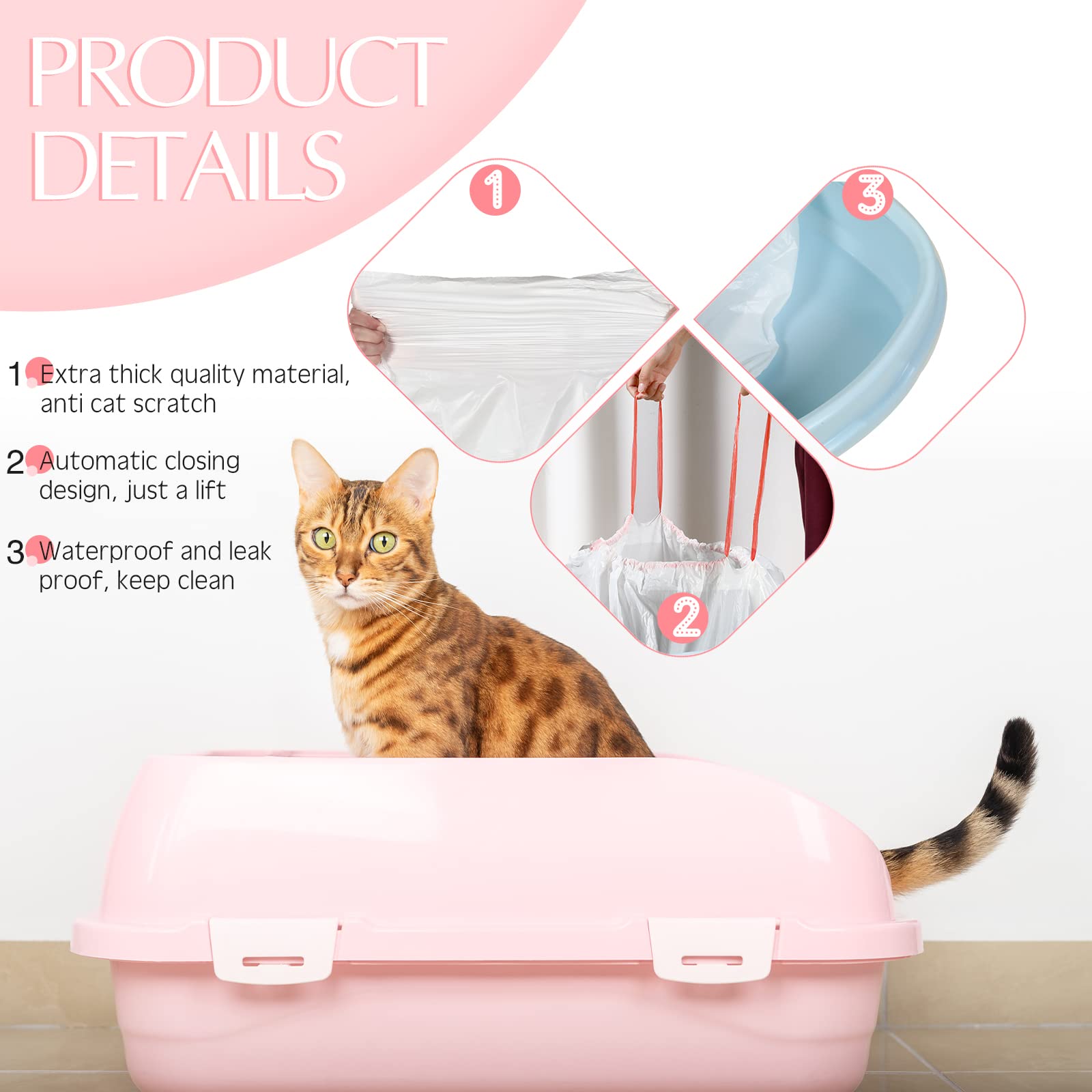 Liner Sabary 36x18 pouces rose, taille pratique pour litière