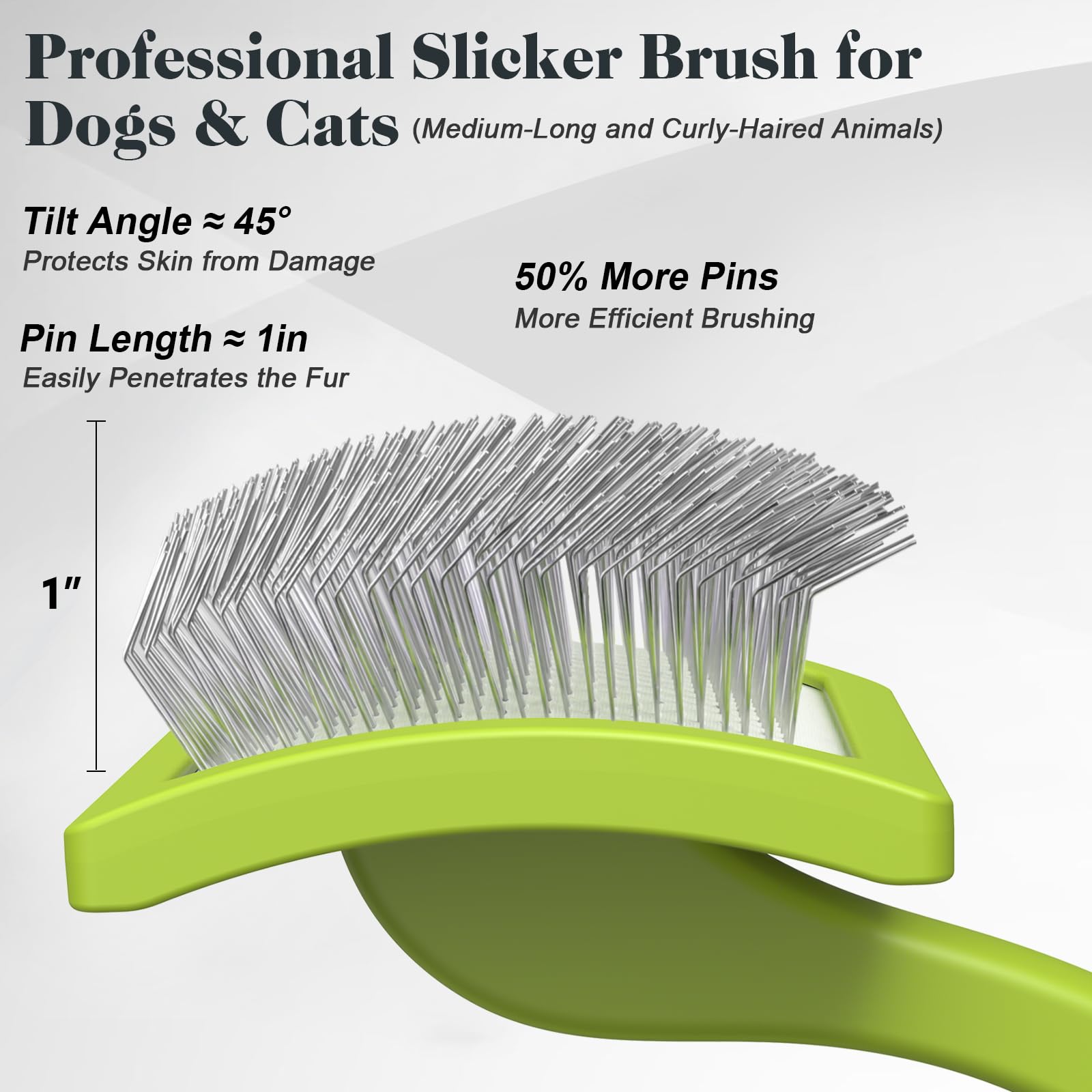 Brosse Saccison à pointes longues et angle de 45 degrés pénètre le sous-poil en douceur