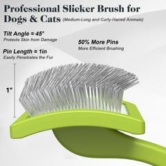 Brosse Saccison à pointes longues et angle de 45 degrés pénètre le sous-poil en douceur