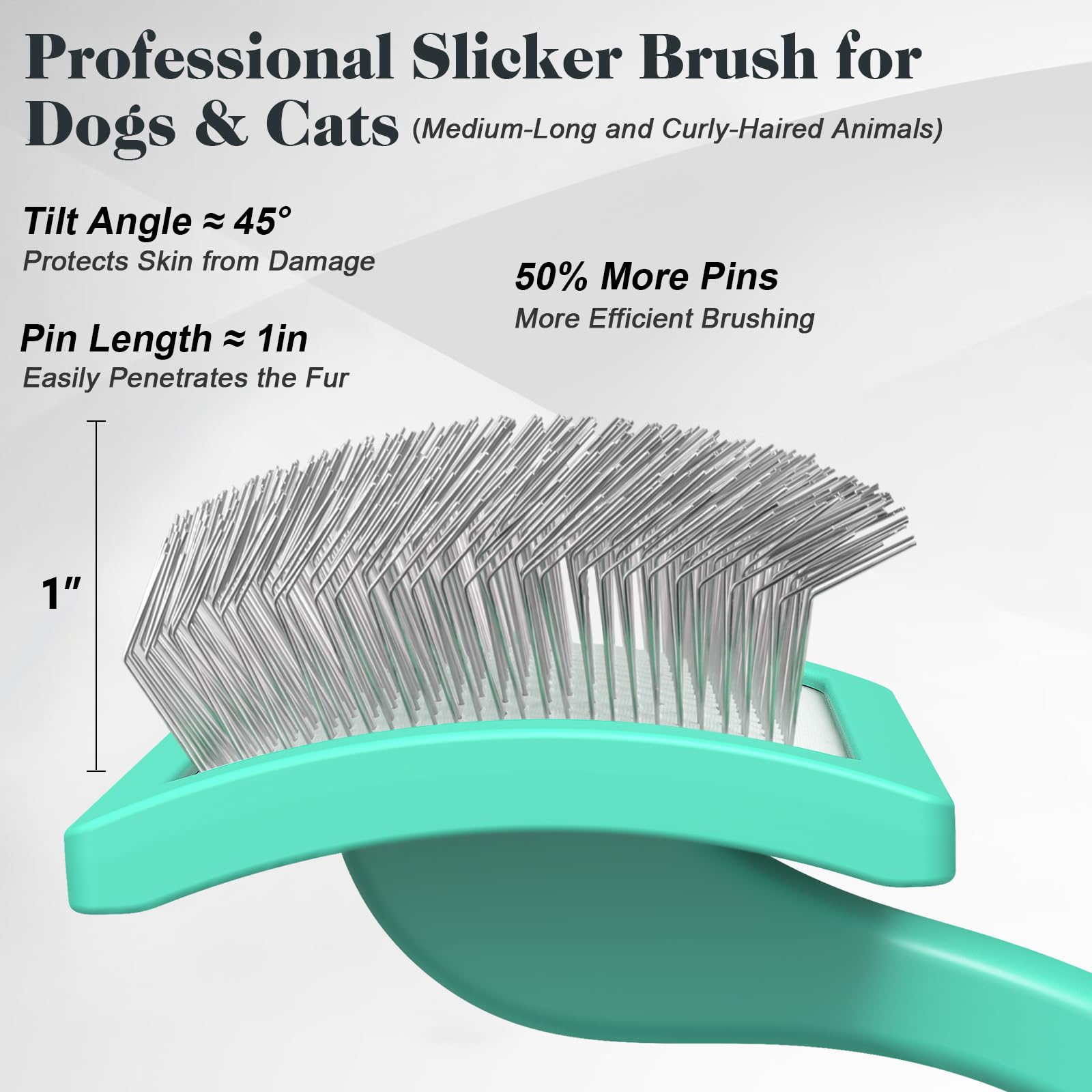 Brosse slicker Saccison à pins inclinés atteint le sous-poil sans irriter
