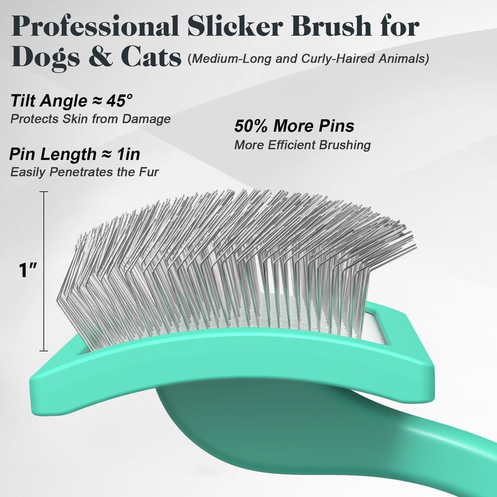 Brosse slicker Saccison à pins inclinés atteint le sous-poil sans irriter