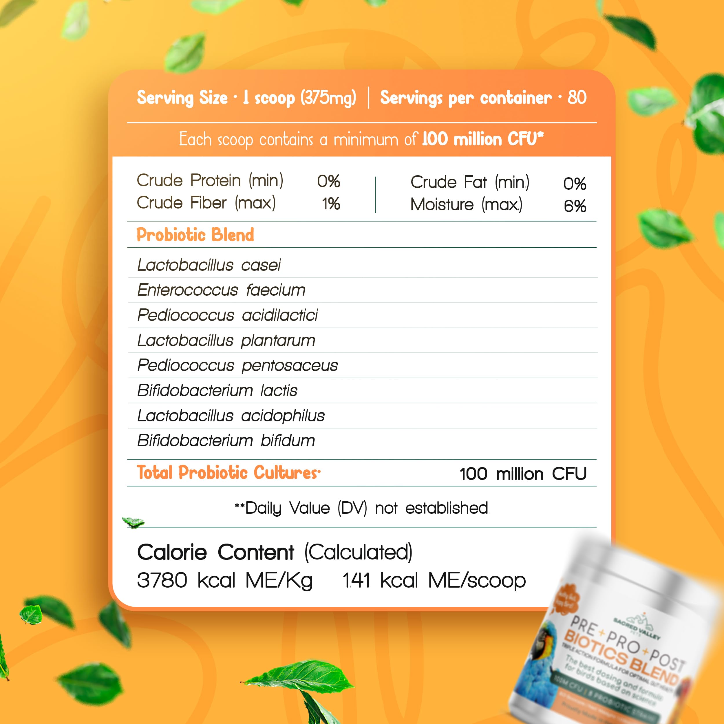 Sacred Valley Pets dosage adapté perroquet utilisable avec l'eau.