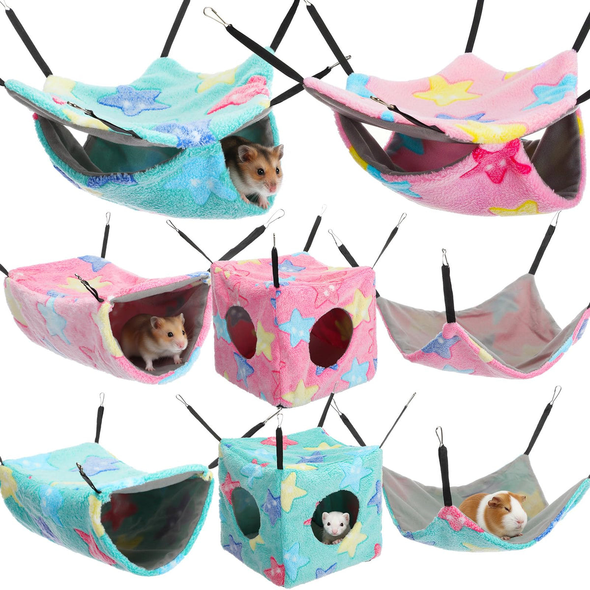 Sadnyy hamac velours vert étoile de mer — refuge doux pour petits animaux