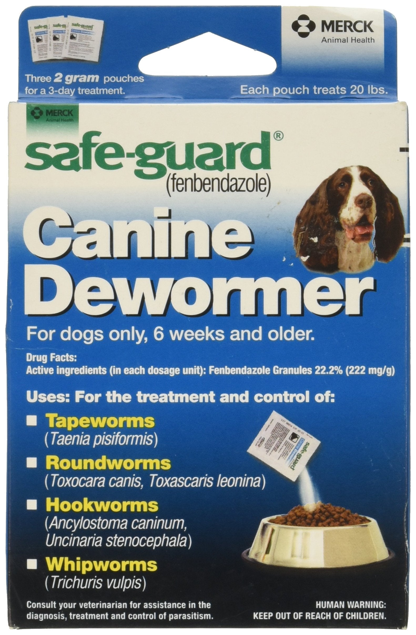 Safe-Guard vermifuge chien-poche-2g, facile à mélanger au repas.
