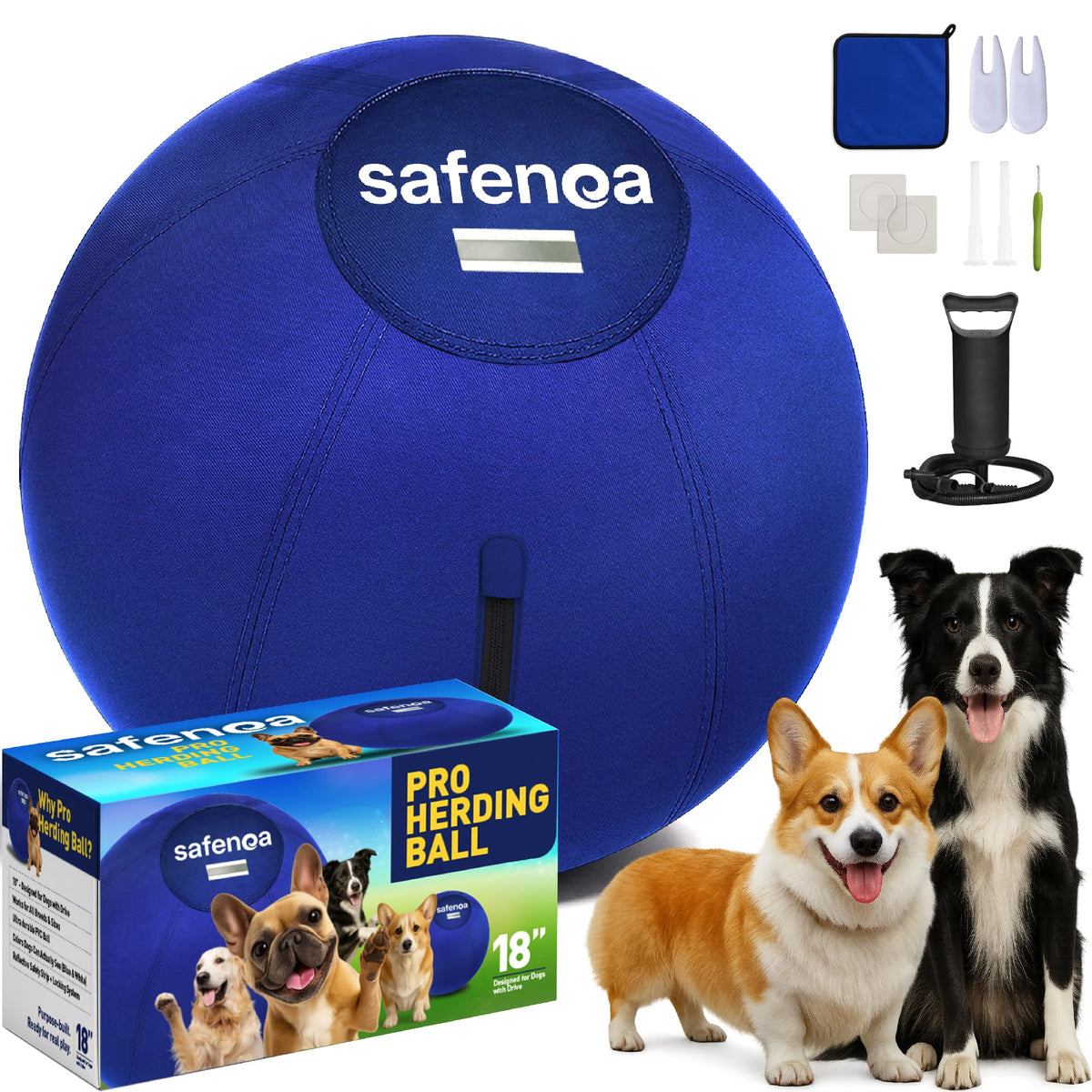 Balle Safenoa balle-herding-18pouces pour depenser energie du chien