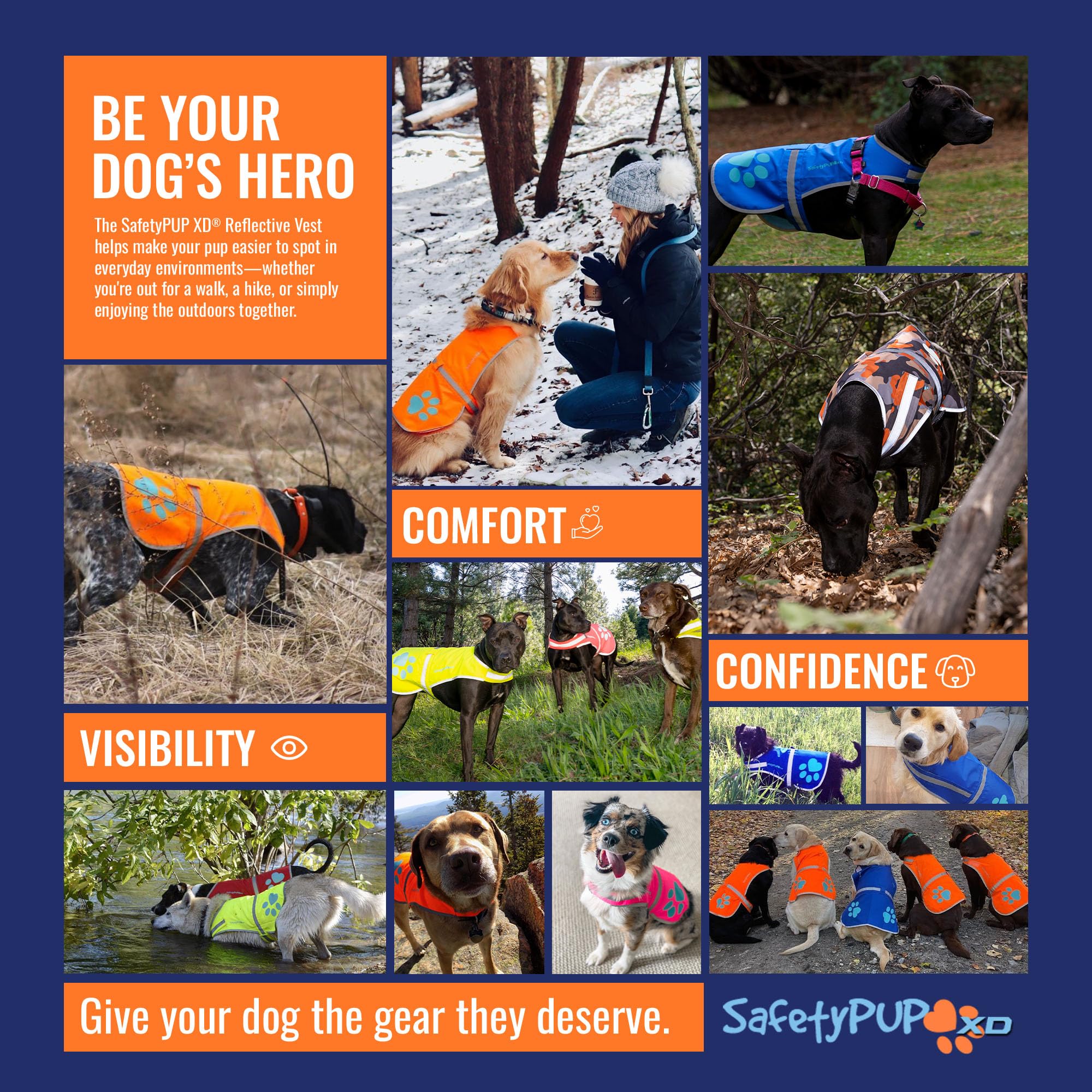 SafetyPUP XD gilet réfléchissant, harnais-compatible sans surépaisseur pour plus de confort