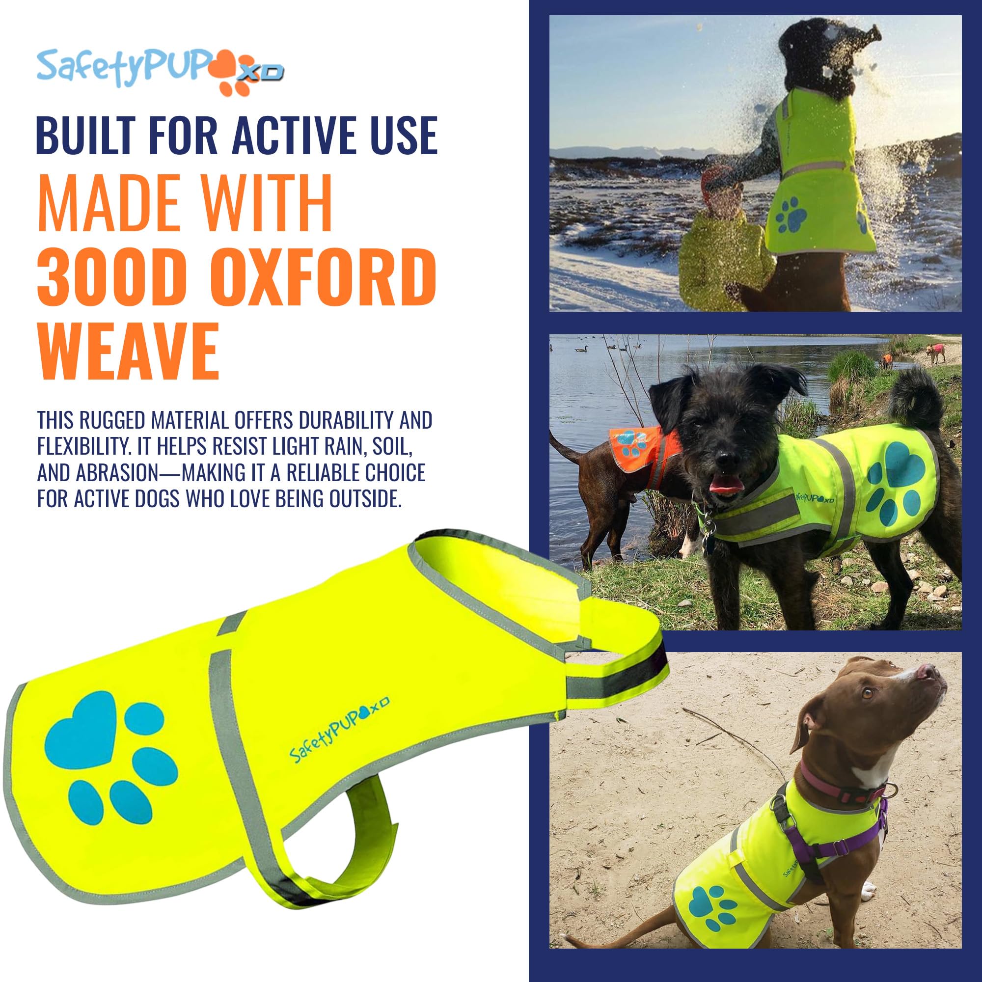 SafetyPUP XD gilet haute visibilité jour et nuit pour balades.