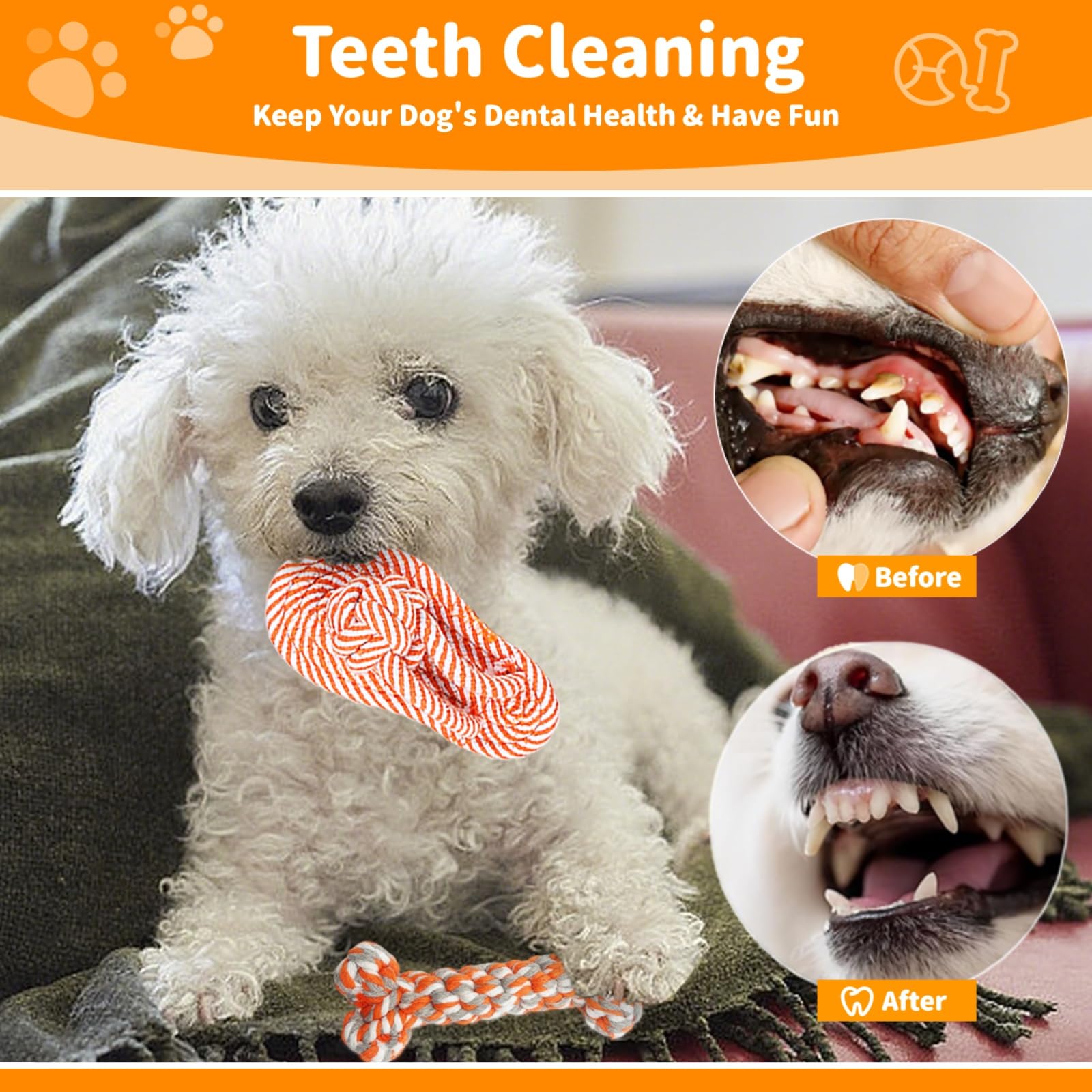 Sagildoq jouet corde forme os, nettoyage léger des dents et divertissement.