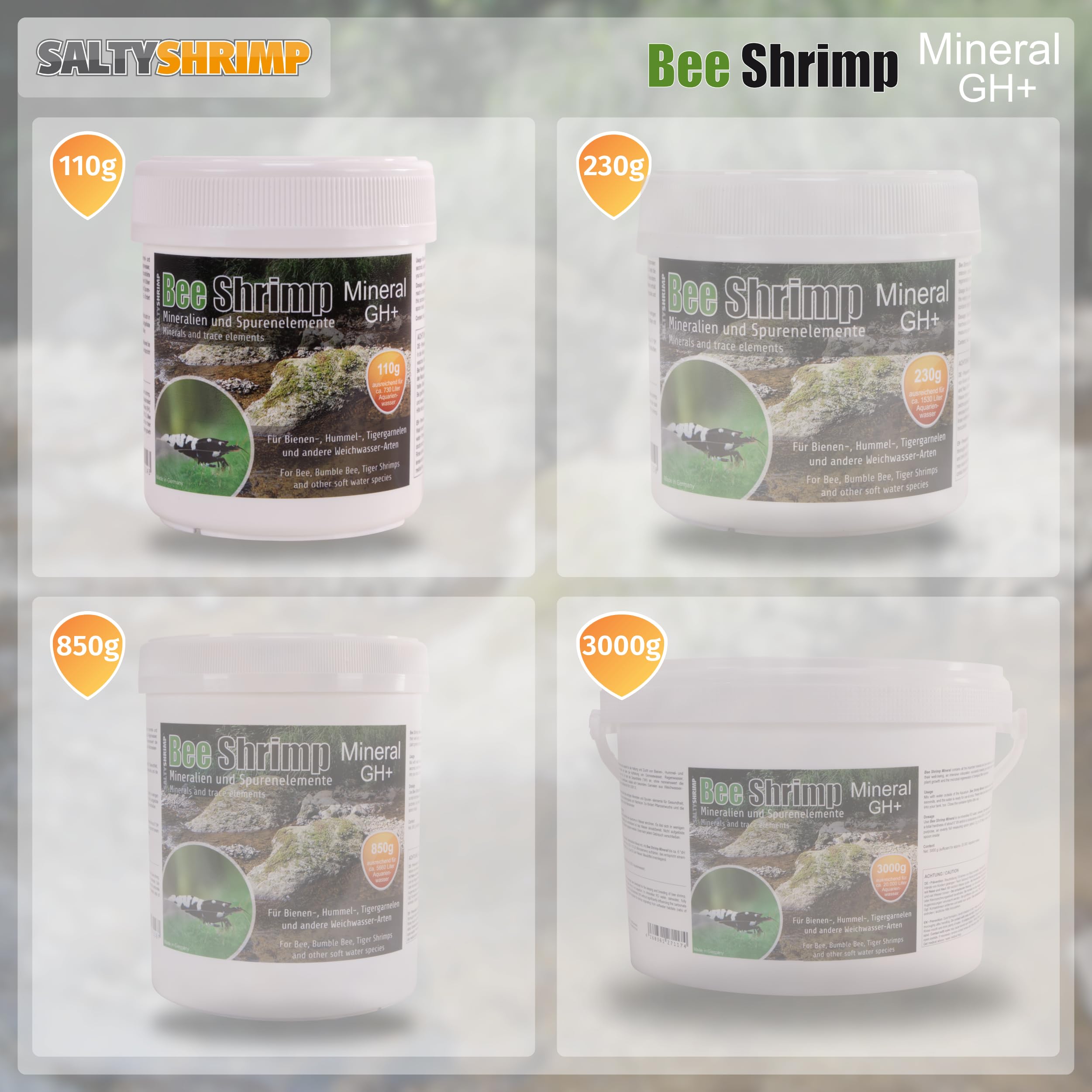 SALTYSHRIMP GH+ s'ajoute lors des changements d'eau pour préparer l'eau