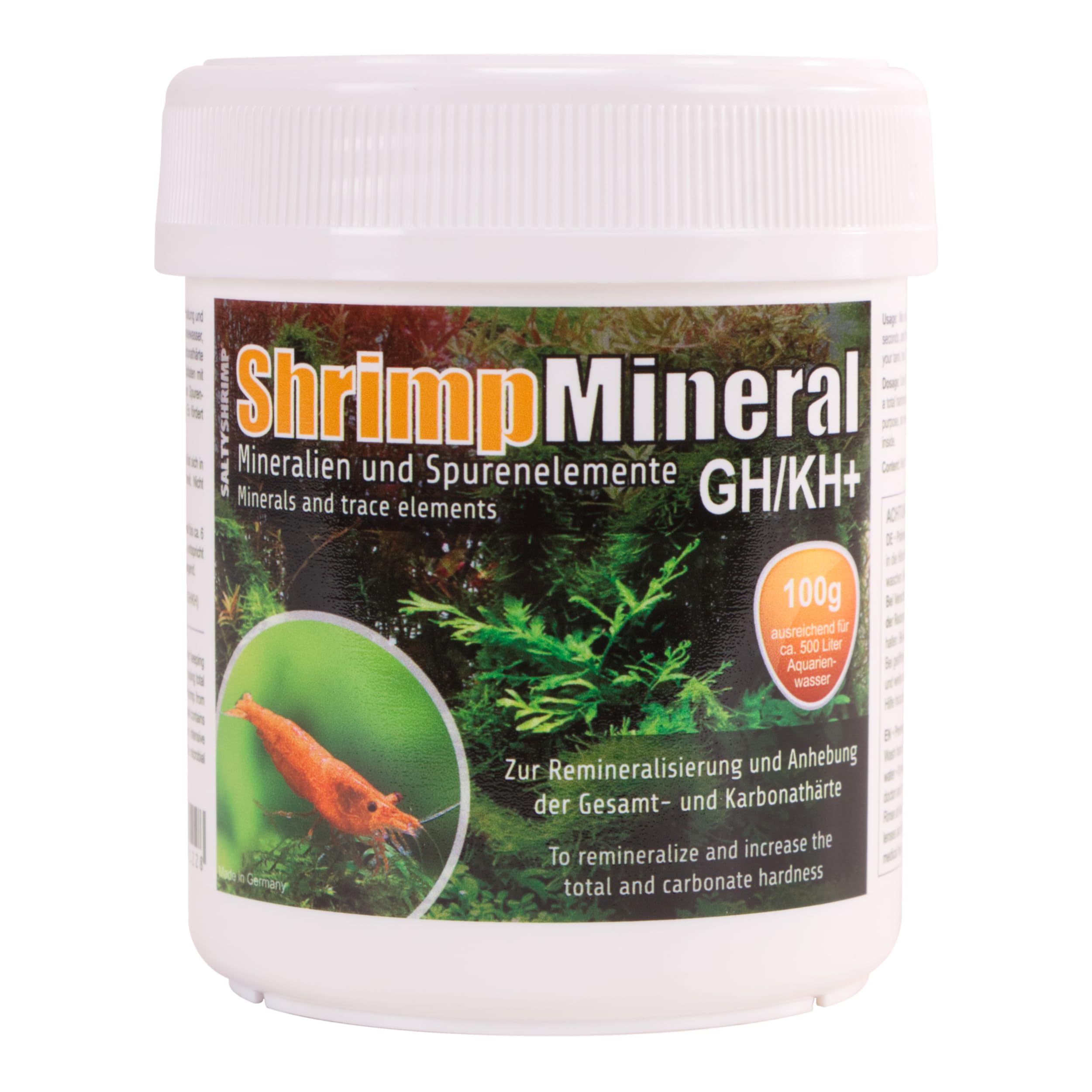SALTYSHRIMP Shrimp Mineral GH/KH+ — bouteille: eau enrichie en minéraux pour crevettes en aquarium