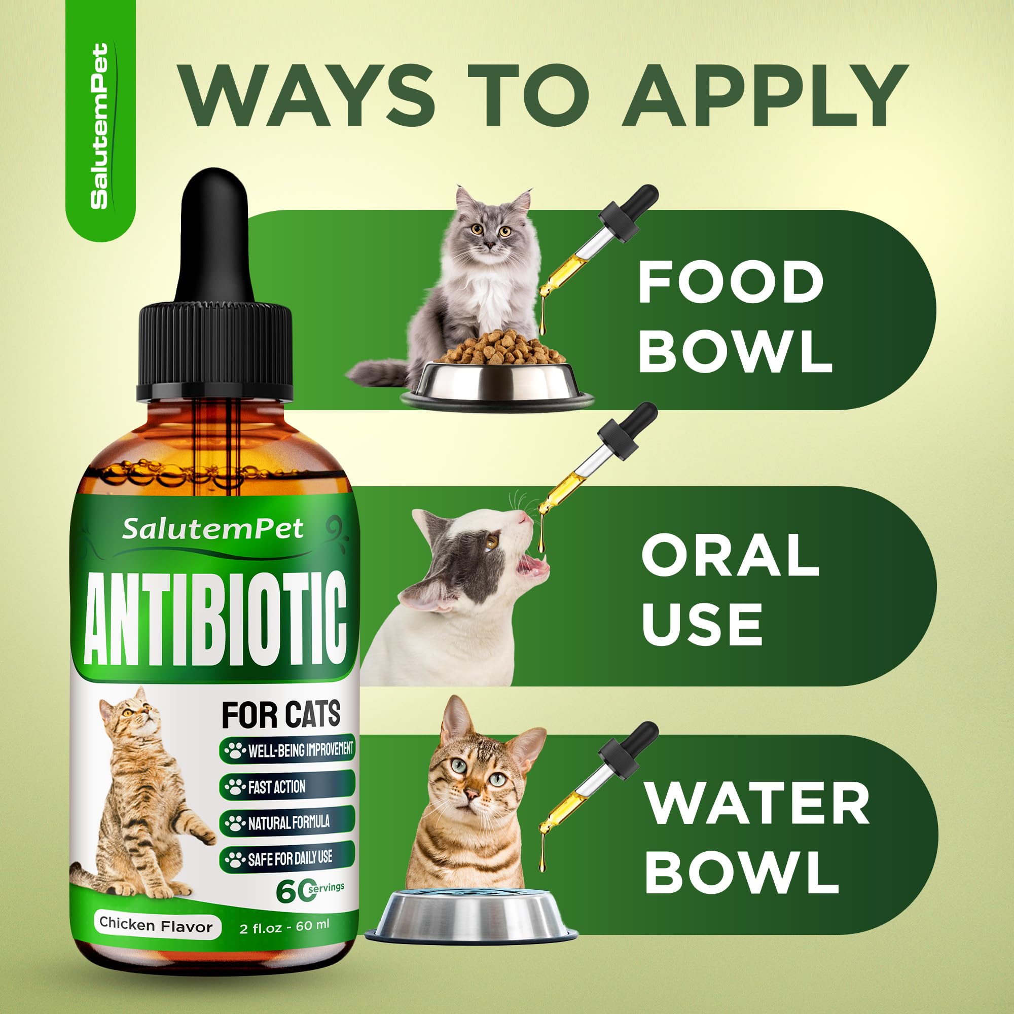 SalutemPet Antibiotique chat – ajouté aux aliments pour plus de commodité.