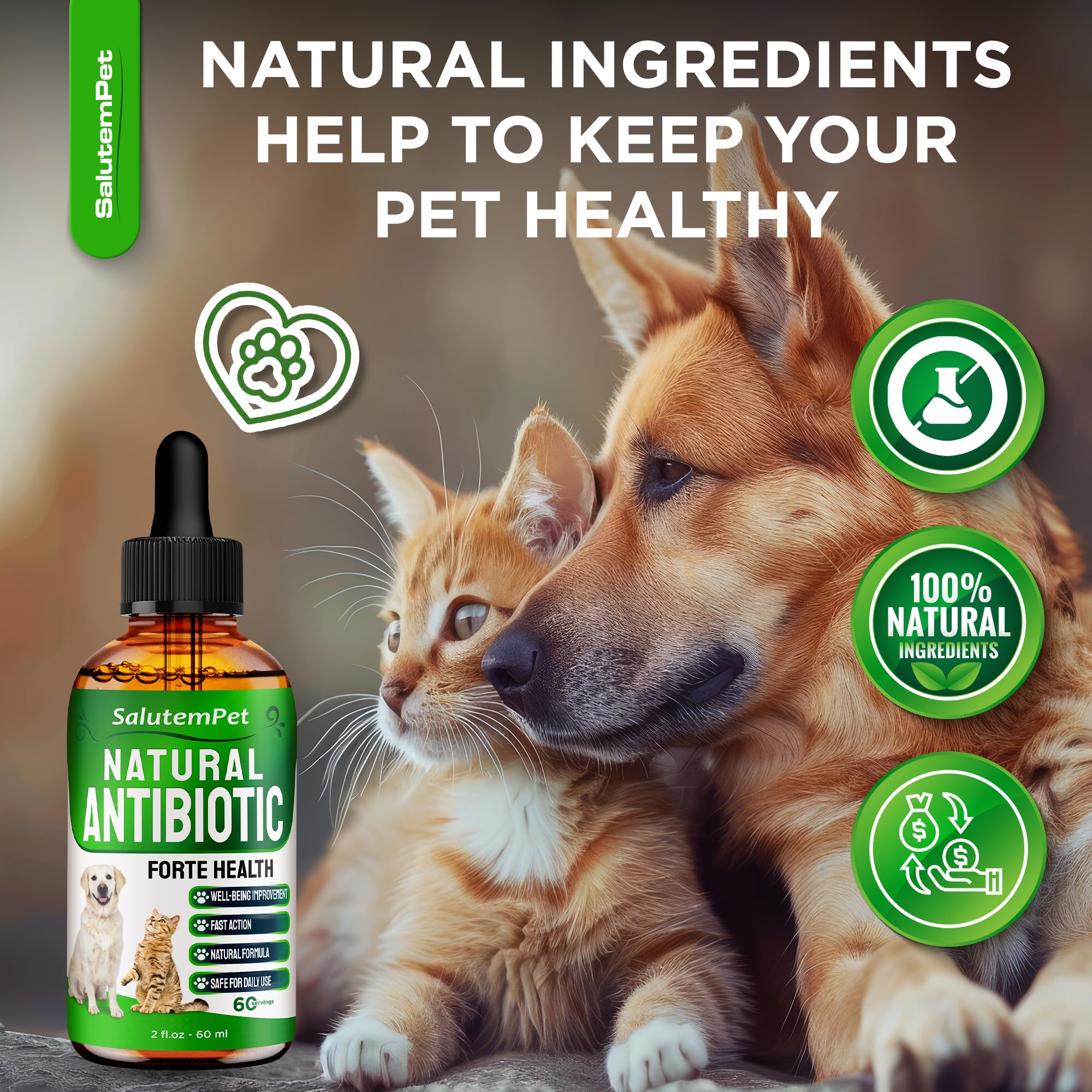SalutemPet format liquide pratique pour animaux, dosage simple.