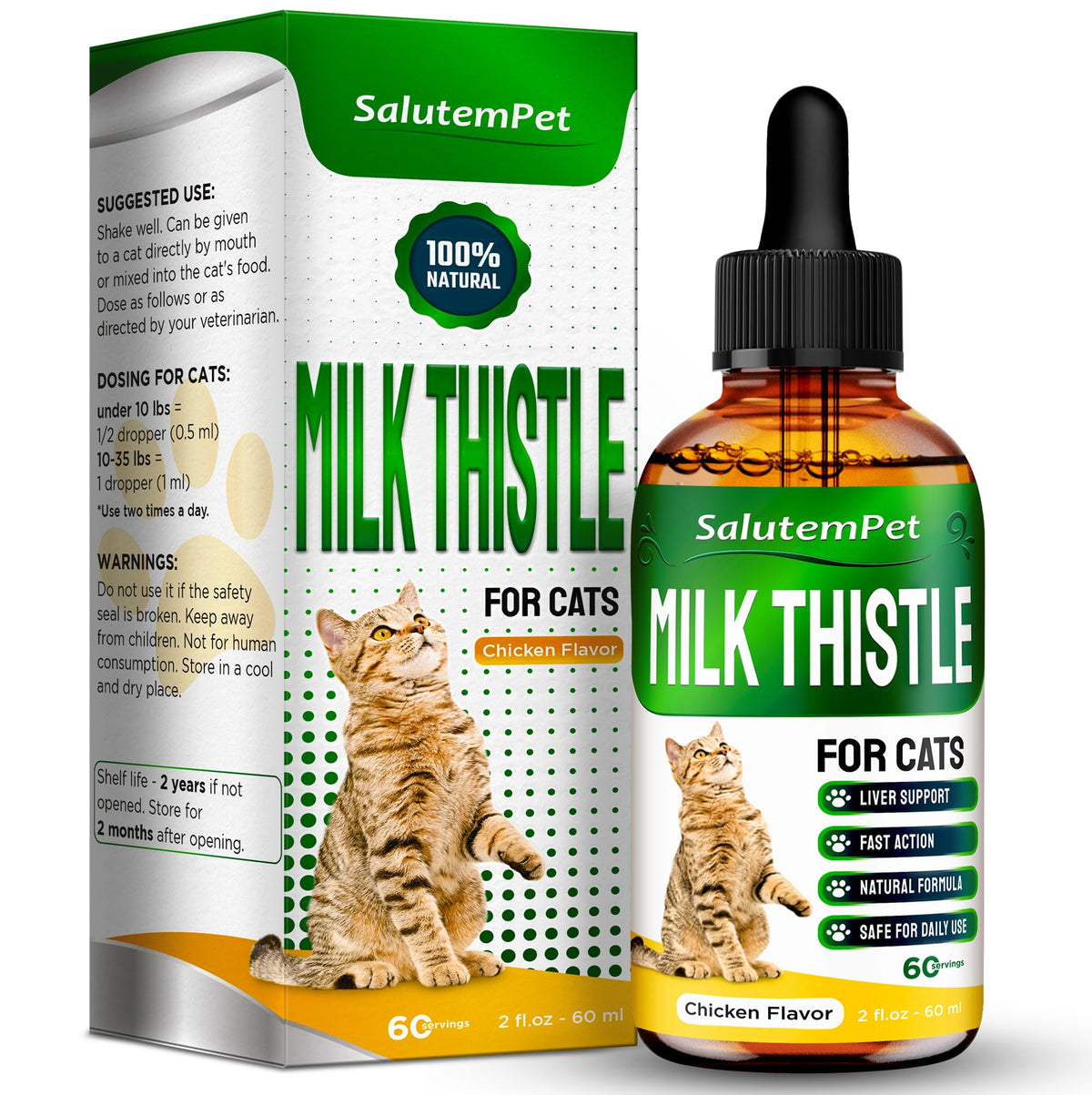 SalutemPet bouteille-gouttes-chat, soutien rénal pratique pour votre chat.