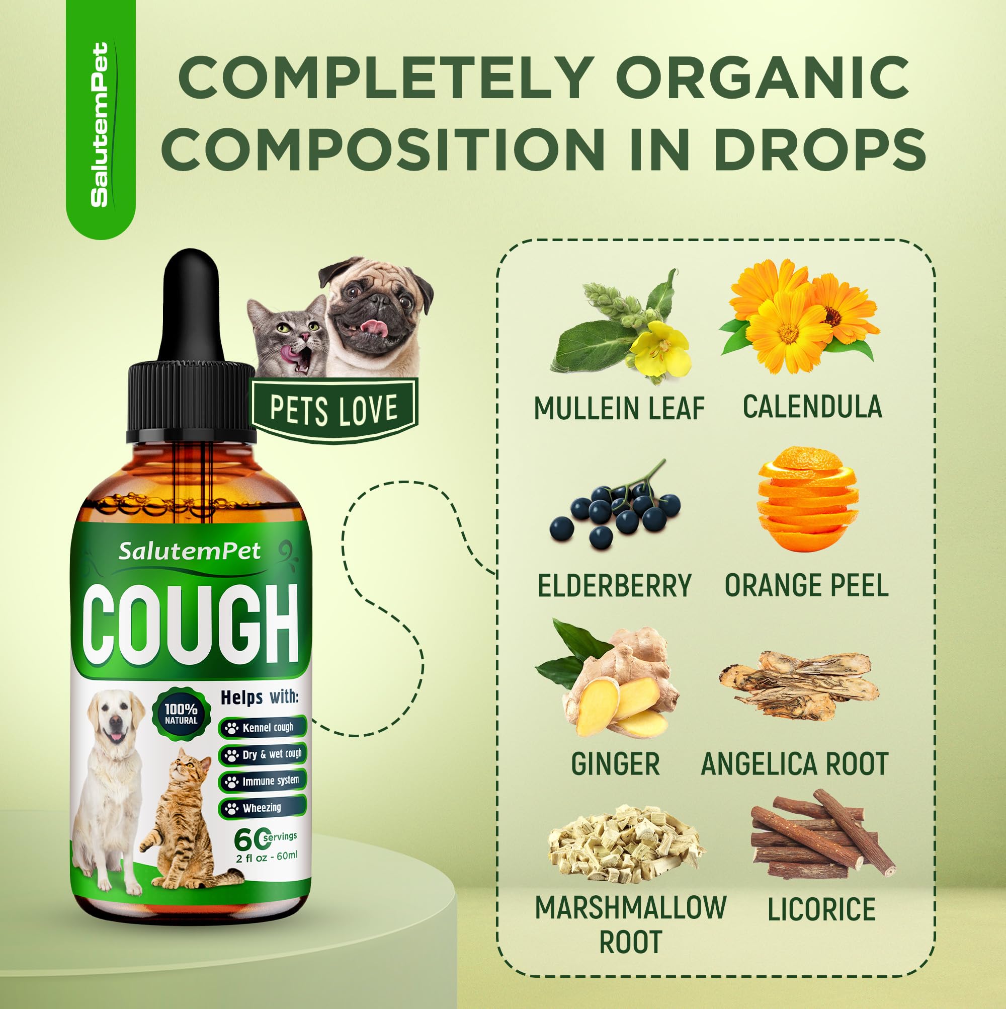 SalutemPet gouttes-toux-dosage: facile à ajouter dans l'alimentation quotidienne.