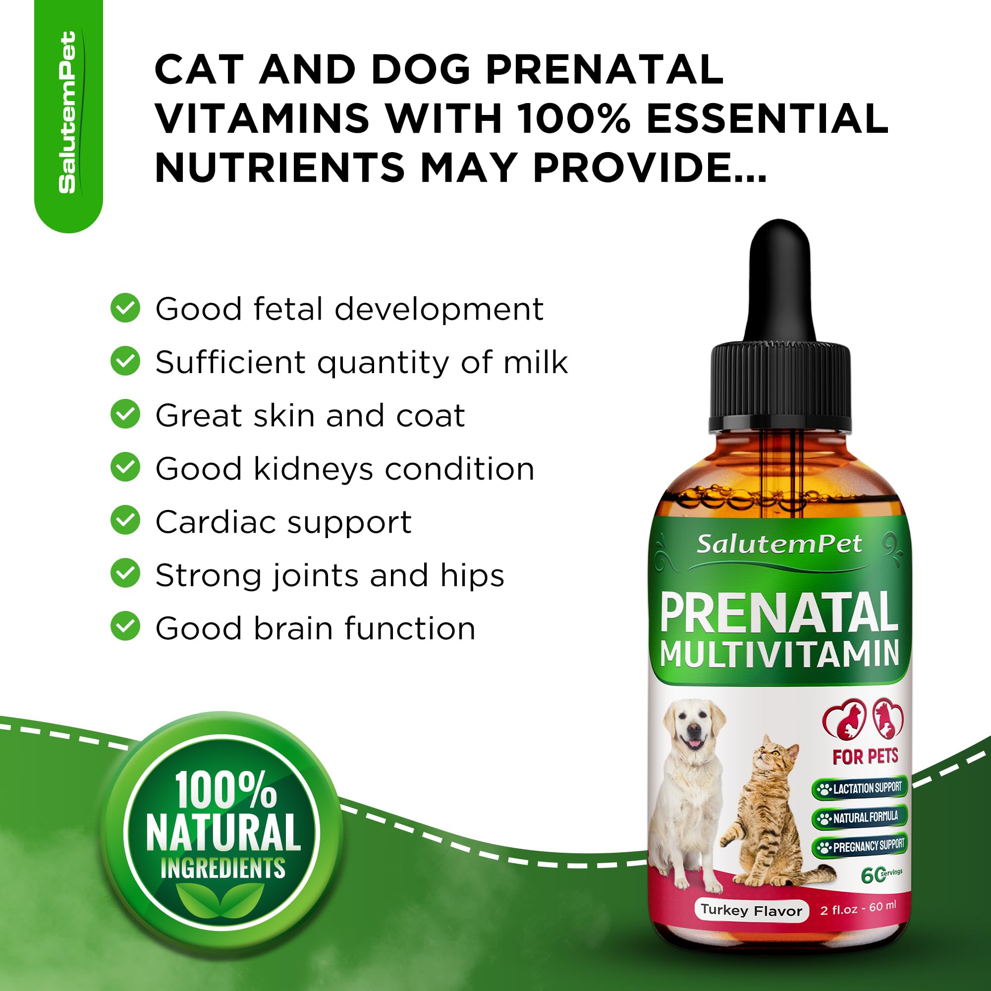 SalutemPet Goût dinde - vitamine prénatale, administration facilitée.