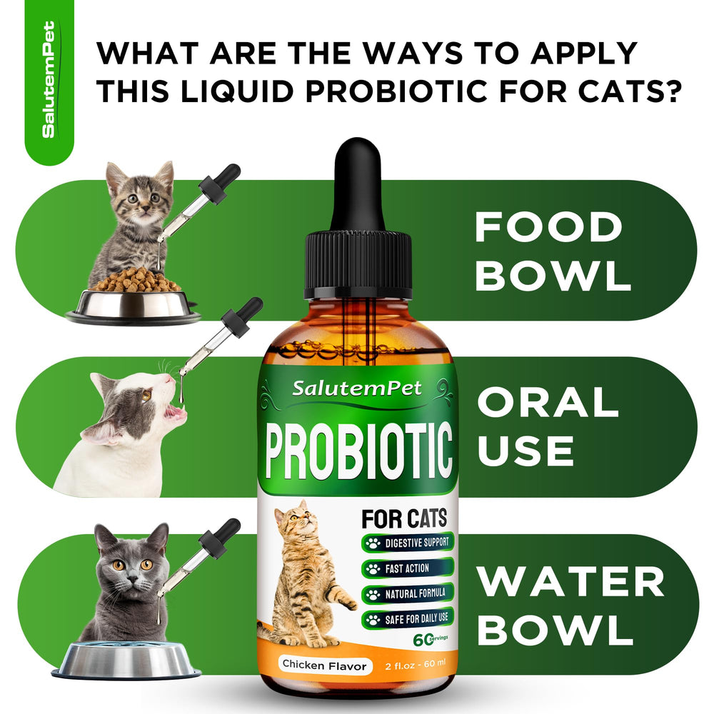 SalutemPet Probiotiques pour chats – étiquette claire et ingrédients naturels.