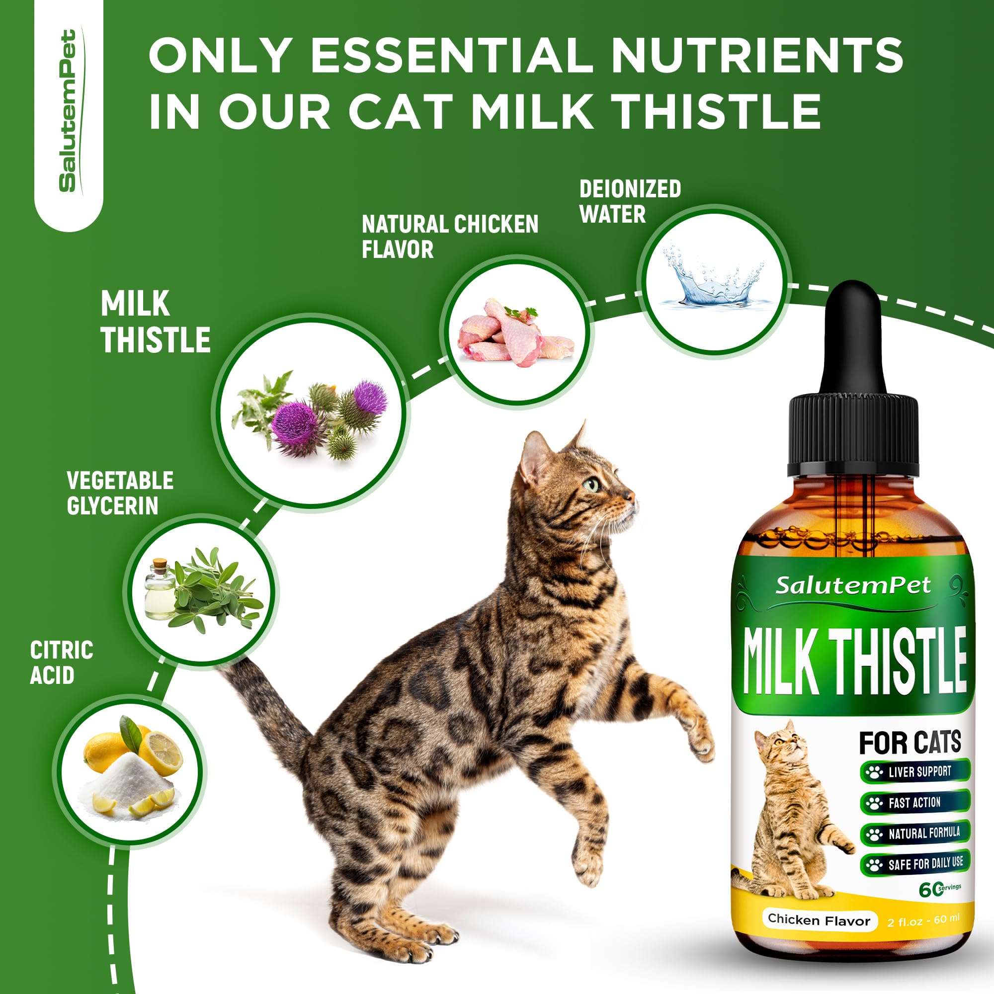 SalutemPet soutien-foie-chat, formulation liquide adaptée au quotidien.