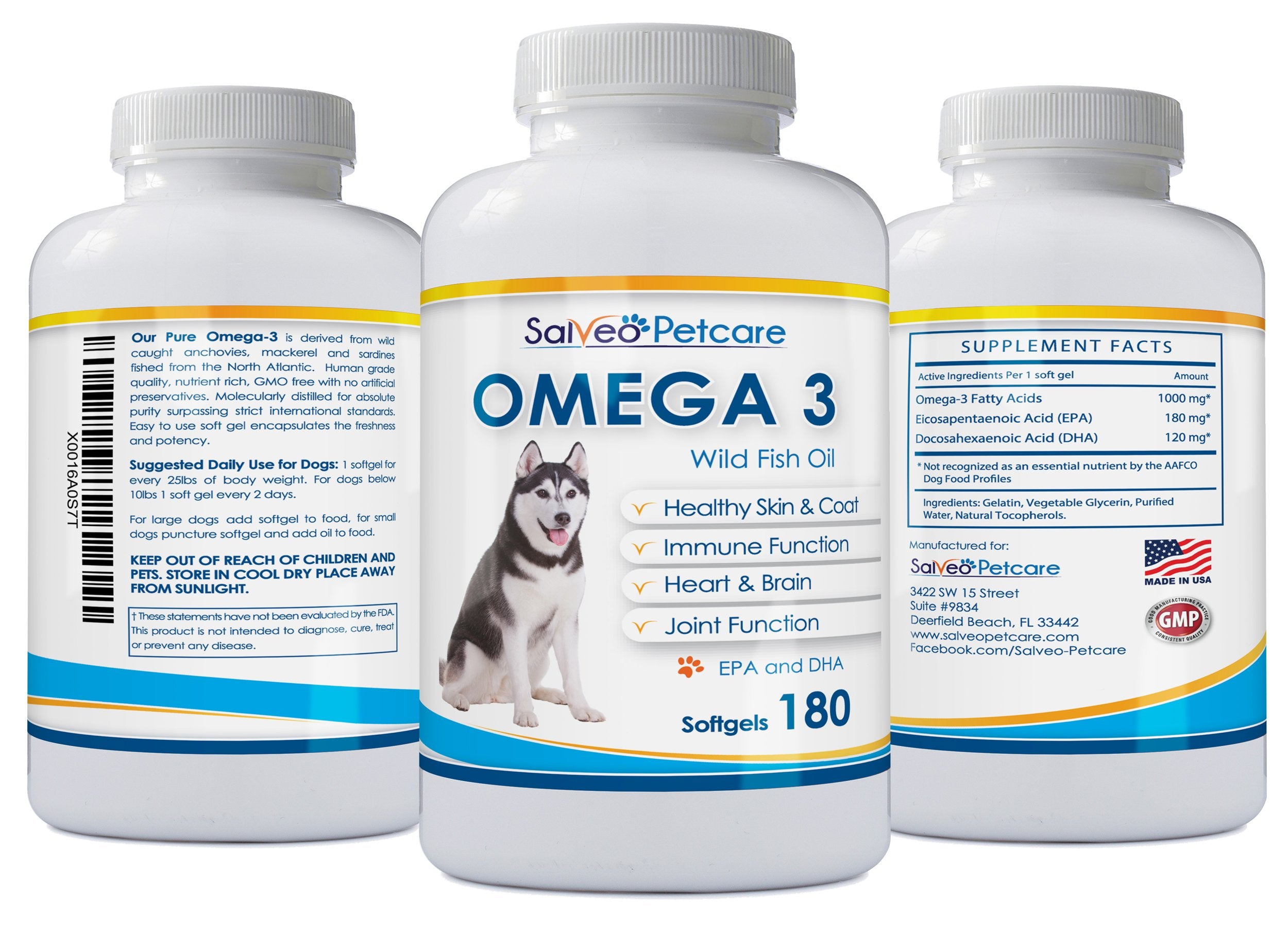 Salveo Petcare Omega3 poisson sans odeur facilitant l'administration quotidienne.