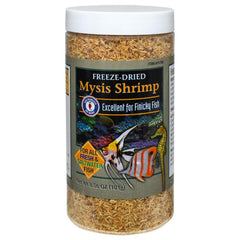Emballage San Francisco Bay Brand Freeze-Dried Mysis Shrimp pour un dosage facile.