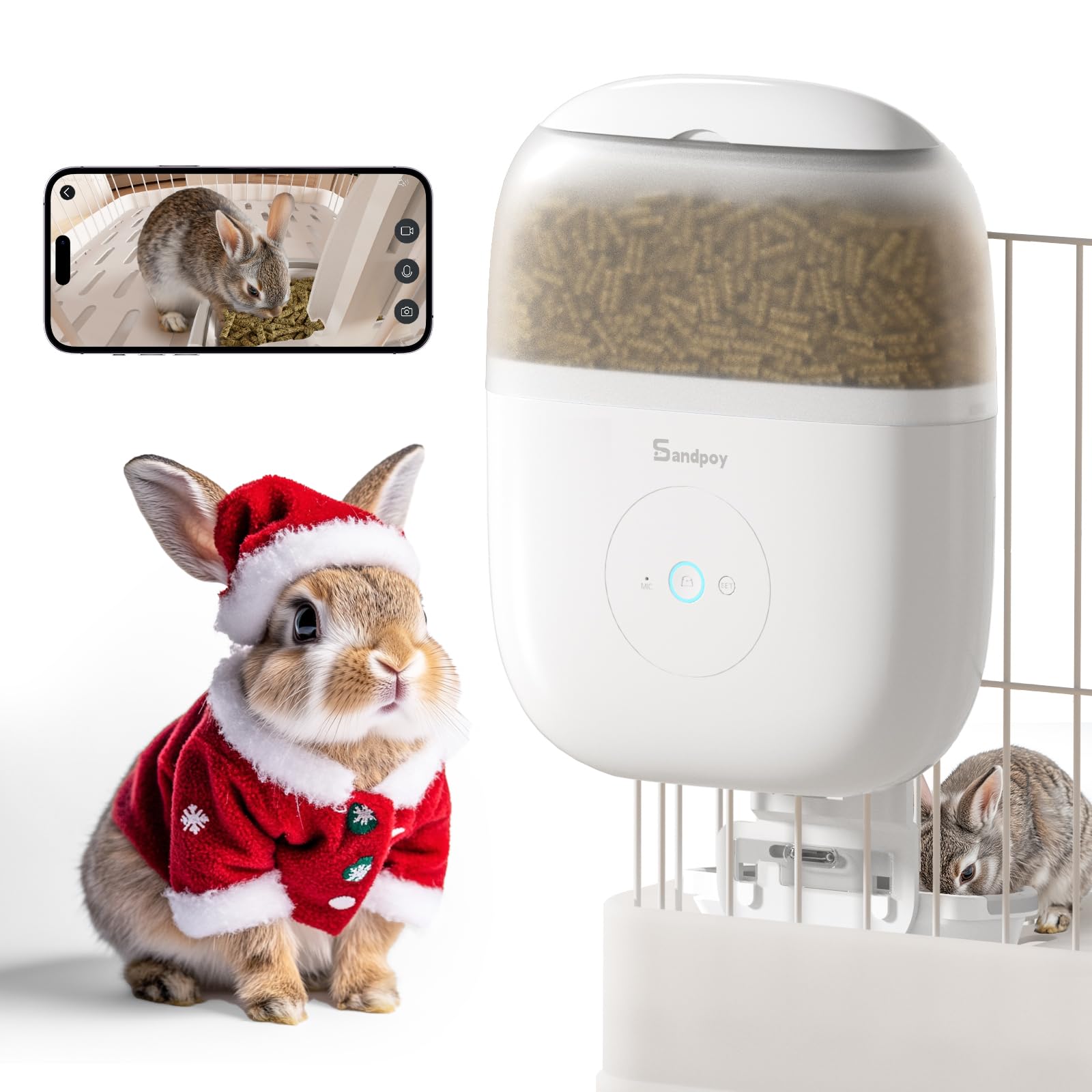 Sandpoy nourrisseur-lapin-camera-1080p: surveillance en temps reel des repas et du comportement