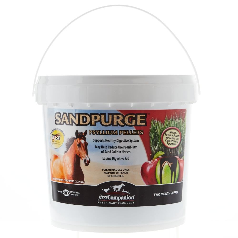SandPurge Psyllium Pellets dans un sac de 5 lb, aide potentielle à une digestion plus fluide.