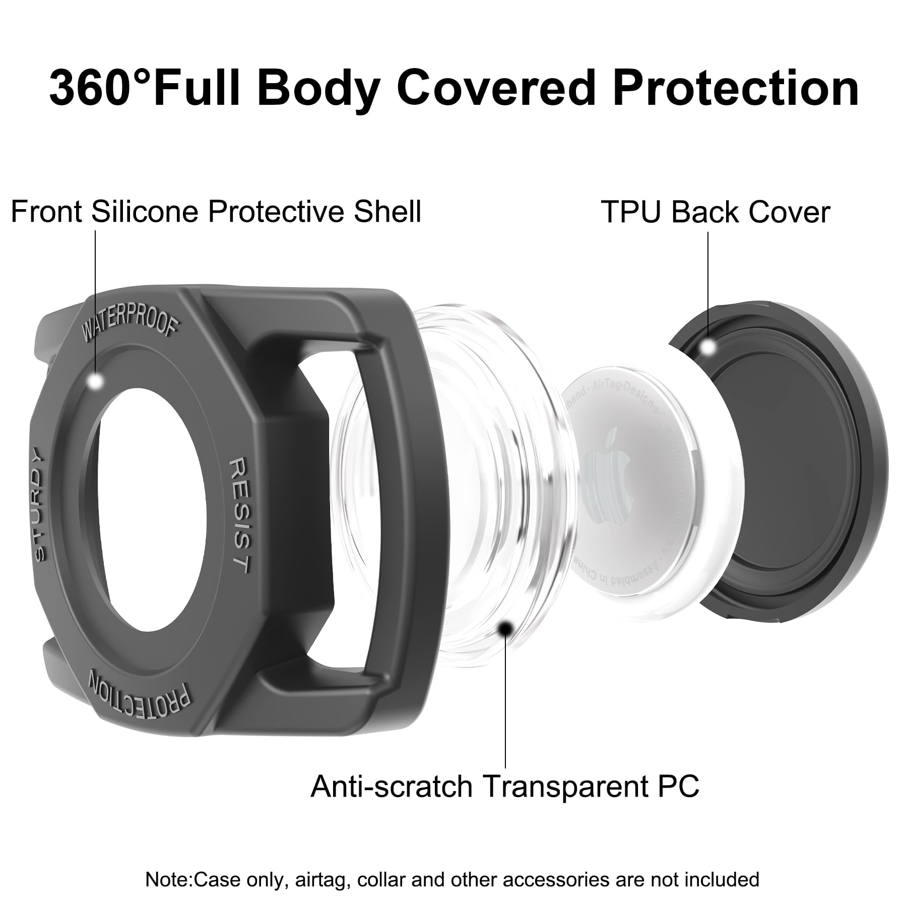Protection 360° SANKALA Airtag pour collier chien en silicone souple et sûr.