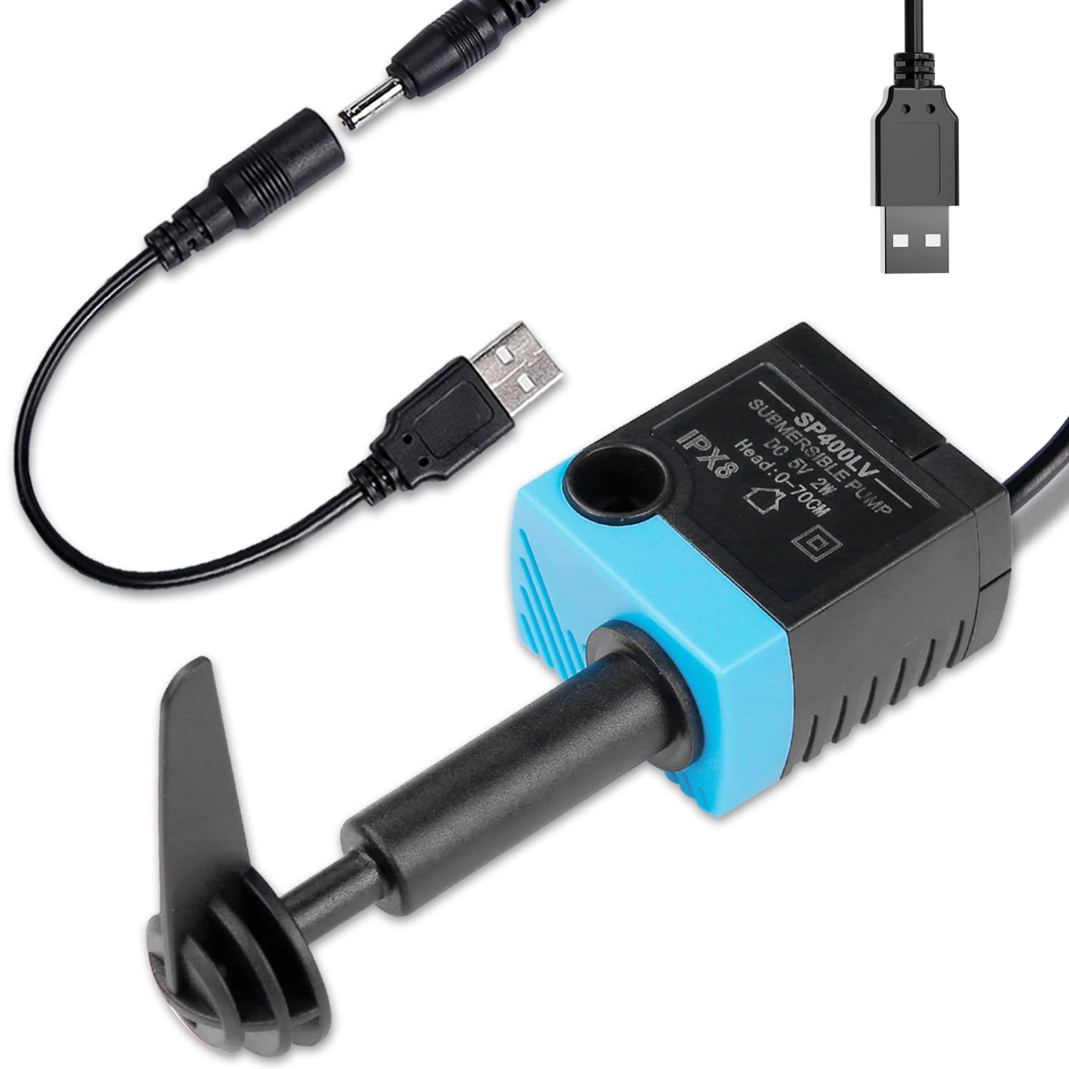 Pompe SP-400LV de SANKLEV pour fontaine chat USB 5V, alimentation fiable.