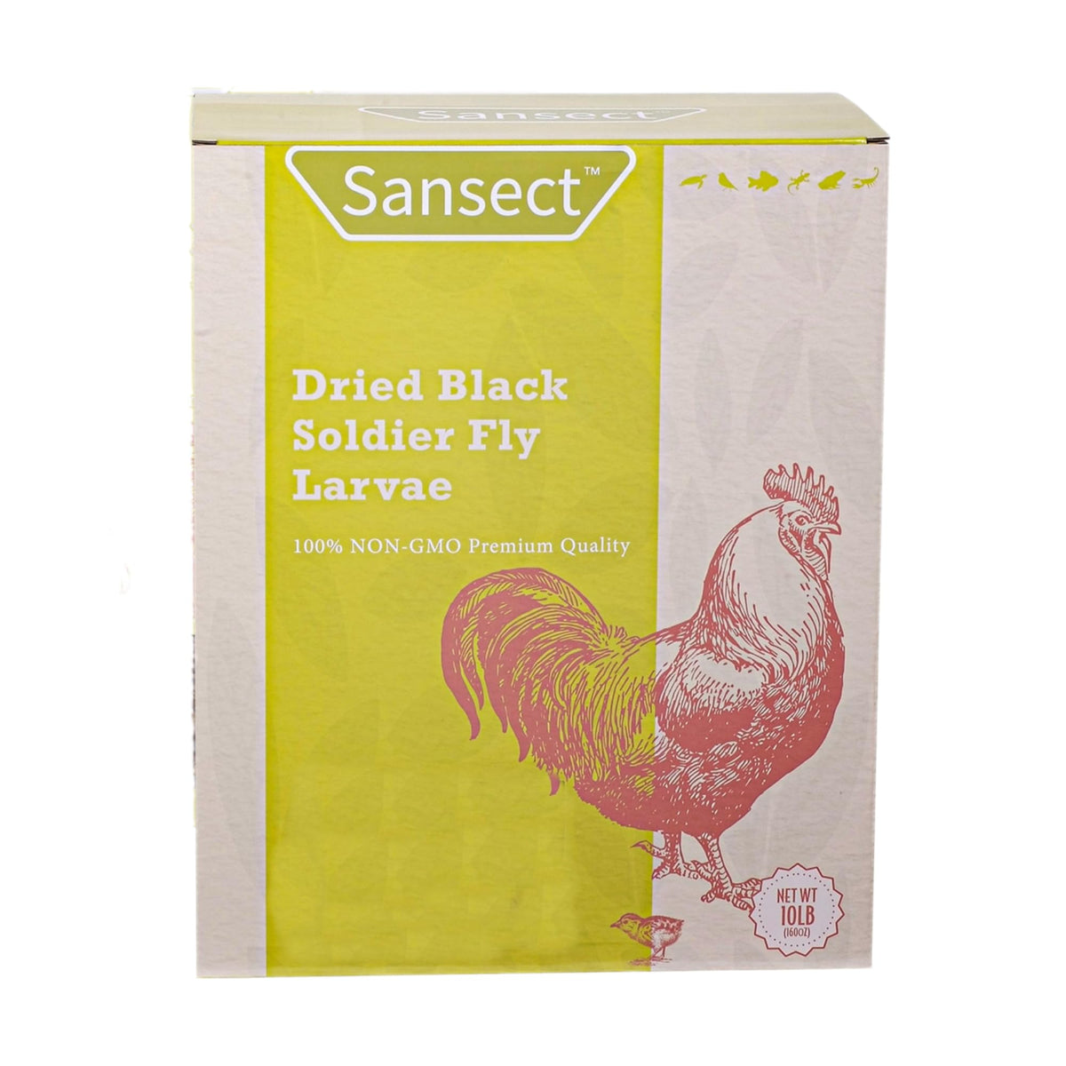SANSECT larves-noires sèches pour poules, calcium élevé et protéines essentielles.