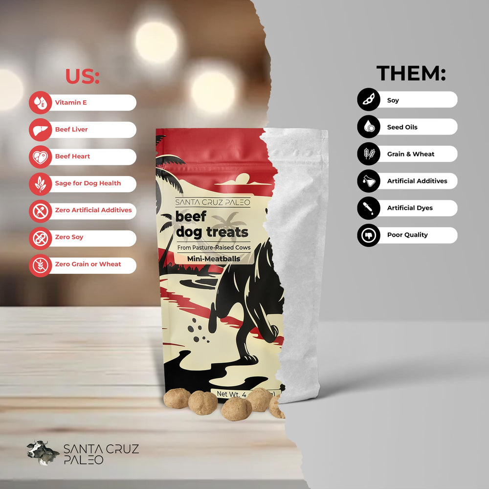 Ingrédients naturels Santa Cruz Paleo sans additifs, parfaits pour les envies naturelles du chien.