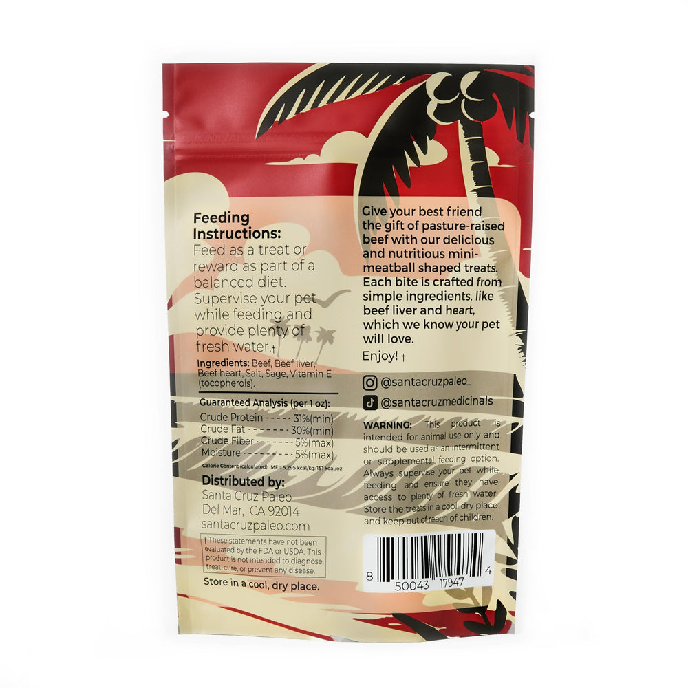Friandise Santa Cruz Paleo: mini boulette cœur pour chien, texture attrayante pour l’entraînement.