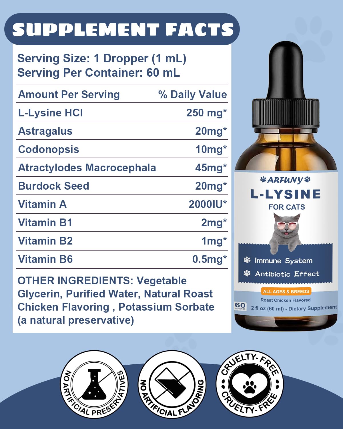 SANTKOL Lysine pour chat – sans gluten, alcool ni additifs