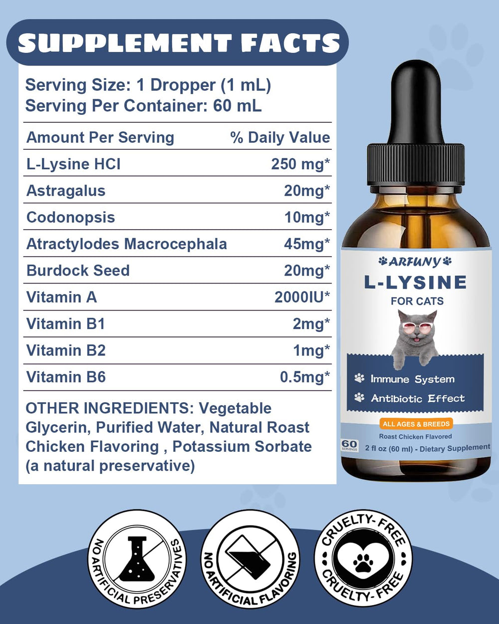 SANTKOL Lysine pour chat – sans gluten, alcool ni additifs