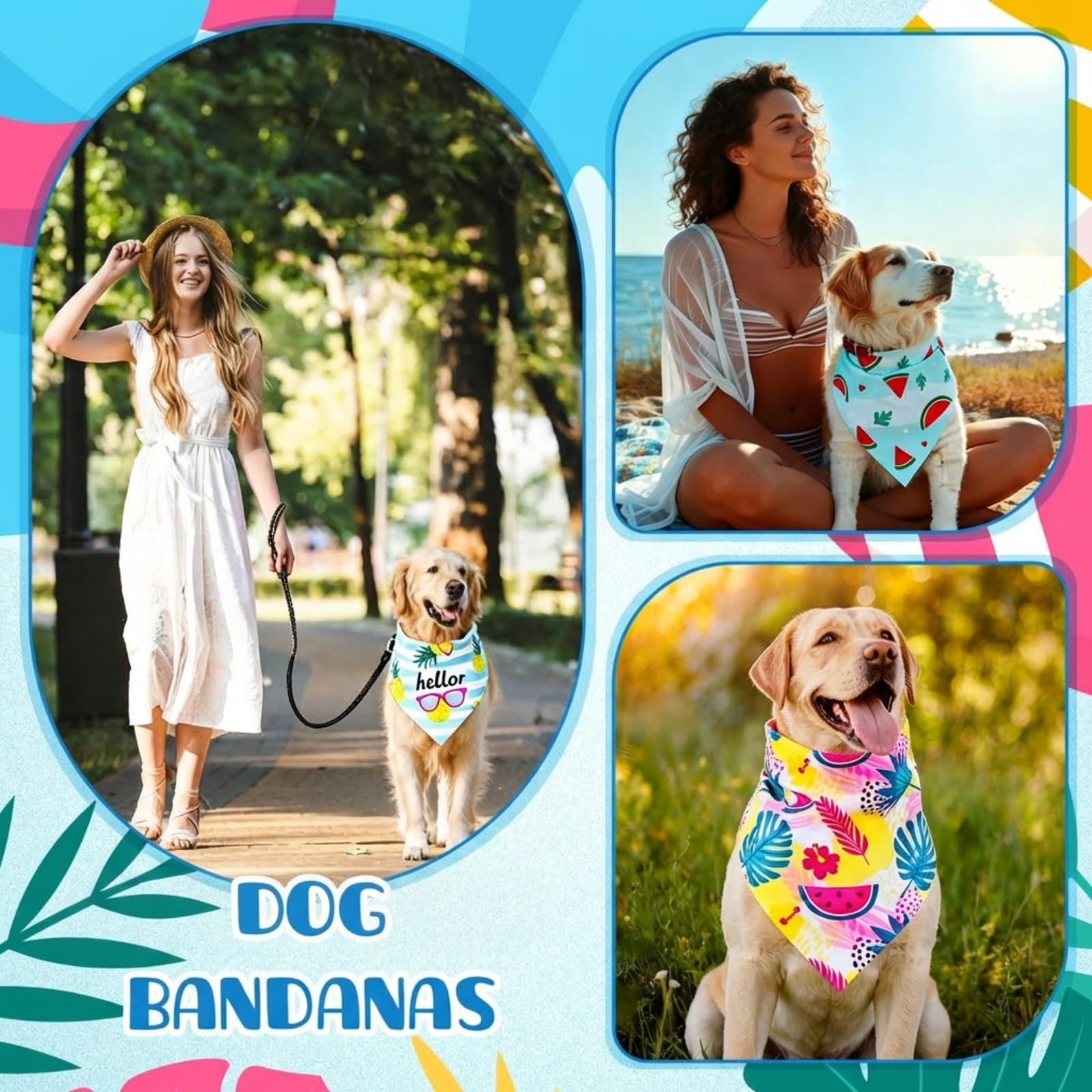 Bandana Sanwuta pour chien – flamants roses, look estival festif