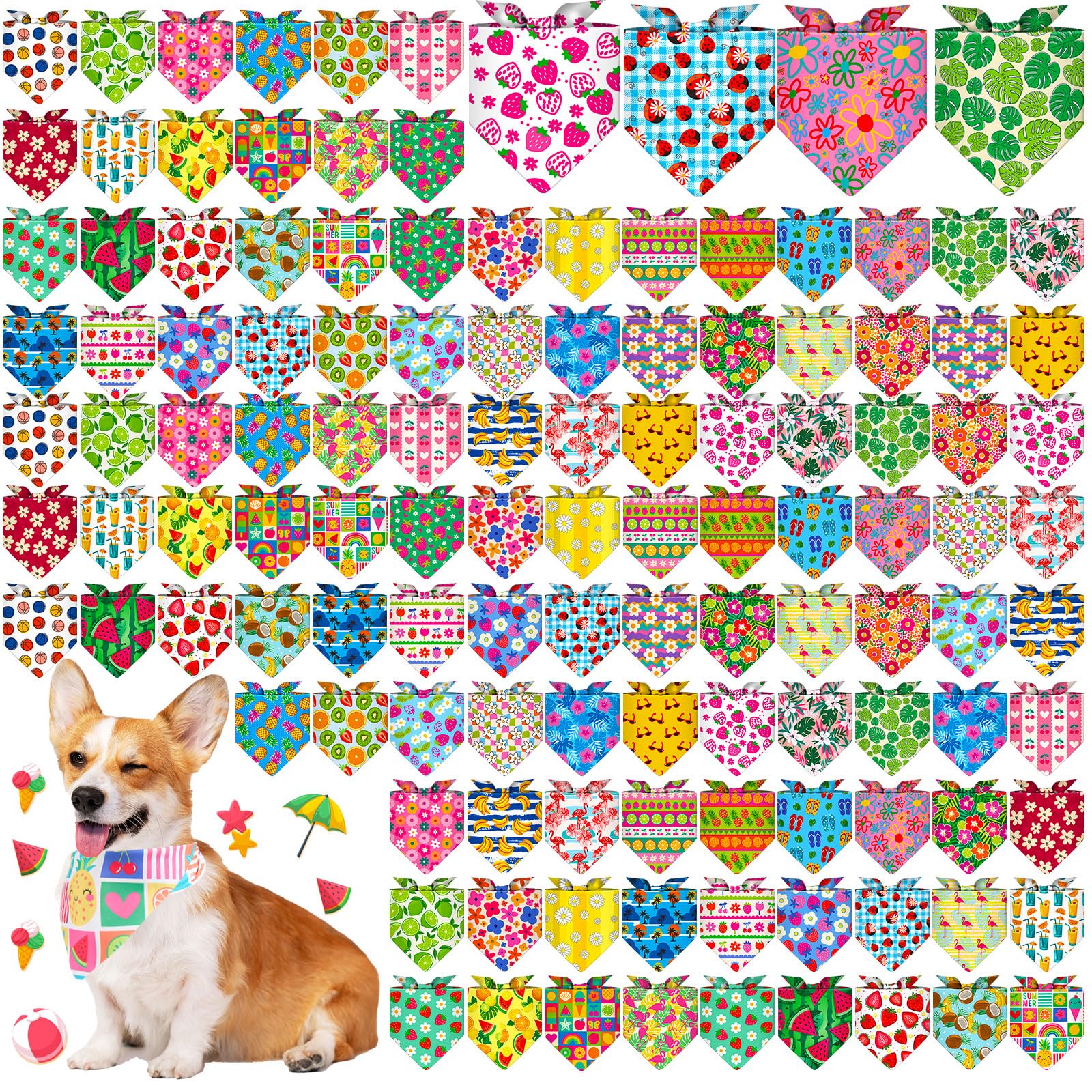 Bandana Sanwuta pour chien, motif fruits été, idéal pour promenades colorées et photos