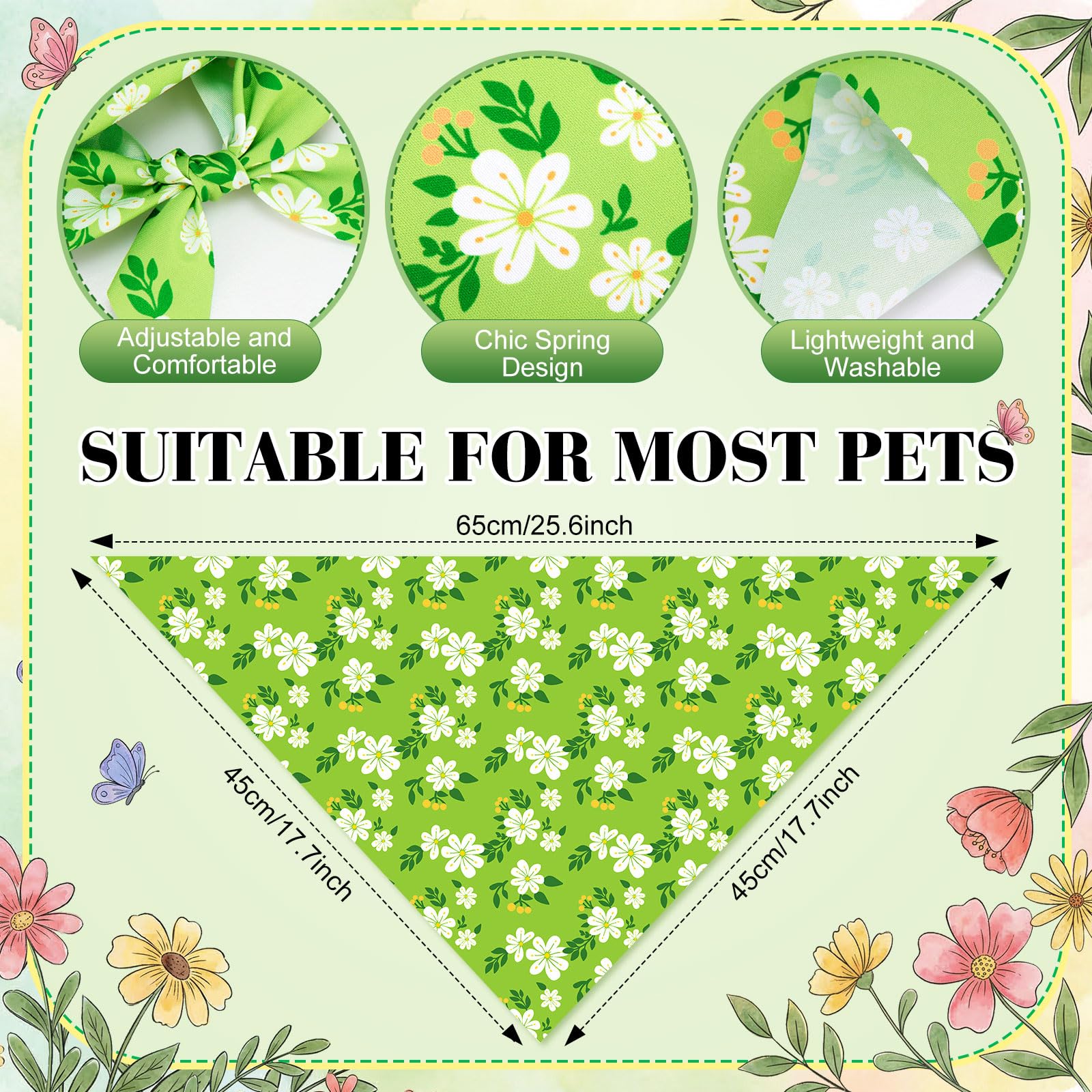 Sanwuta bandana chien printemps floral, couleur vive et élégance en extérieur.