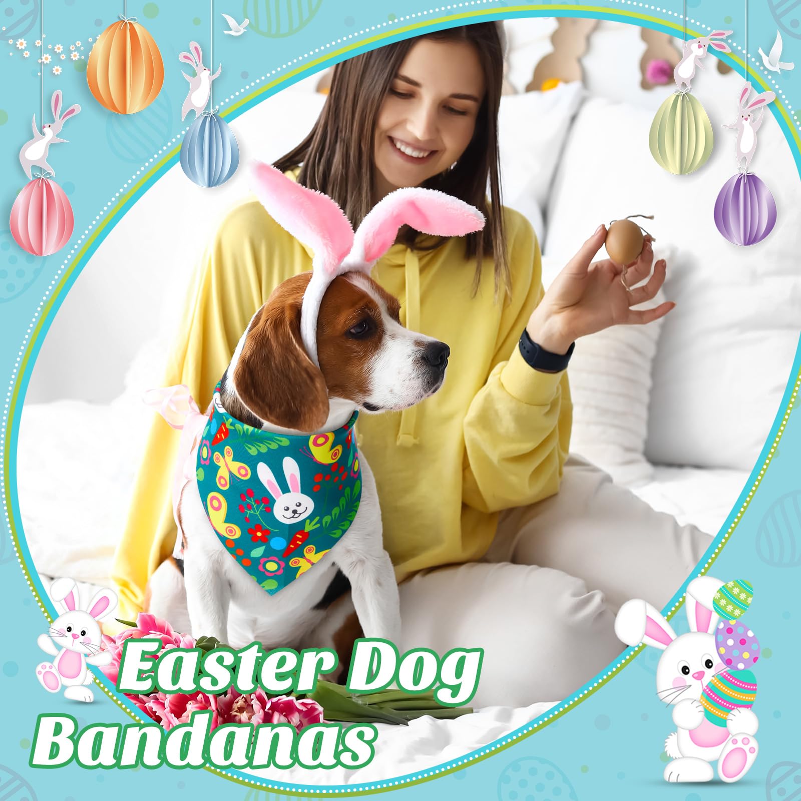 Ensemble de 50 bandanas Sanwuta paques, multiples motifs pour varier les looks.