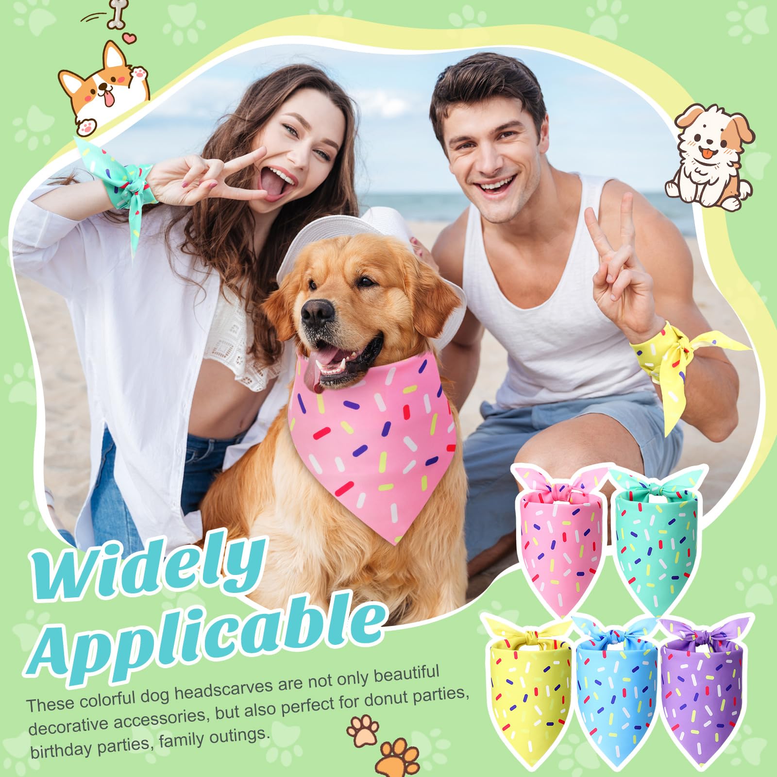 Bandana Sanwuta anniversaire chien mix pastel, parfait pour séances photo et cadeaux.