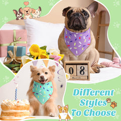 Bandana Sanwuta anniversaire chien pastel vert, motif frais pour balades et photos.