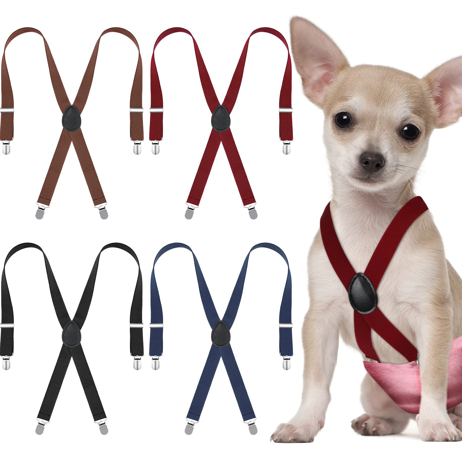 Bretelles Sanwuta pour couches chien noir, fixation stable.