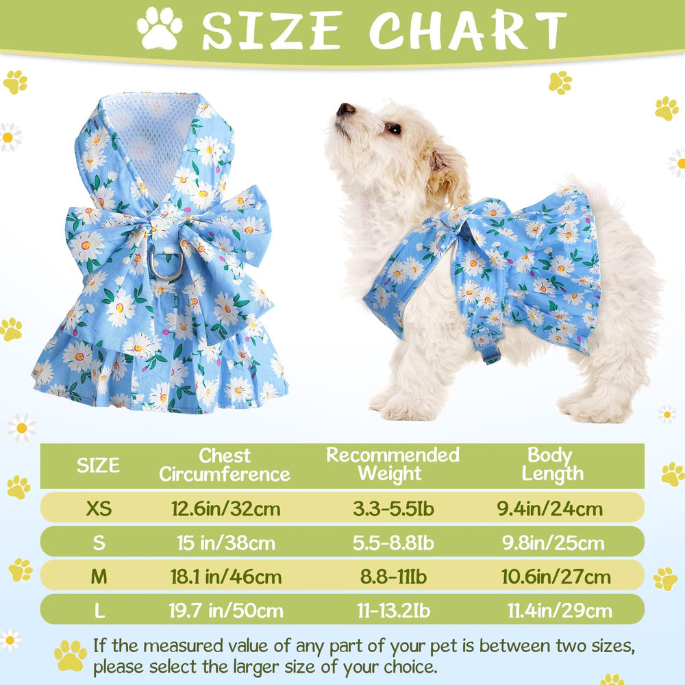 Ensemble harnais robe chien fleurs bleu marine, style élégant
