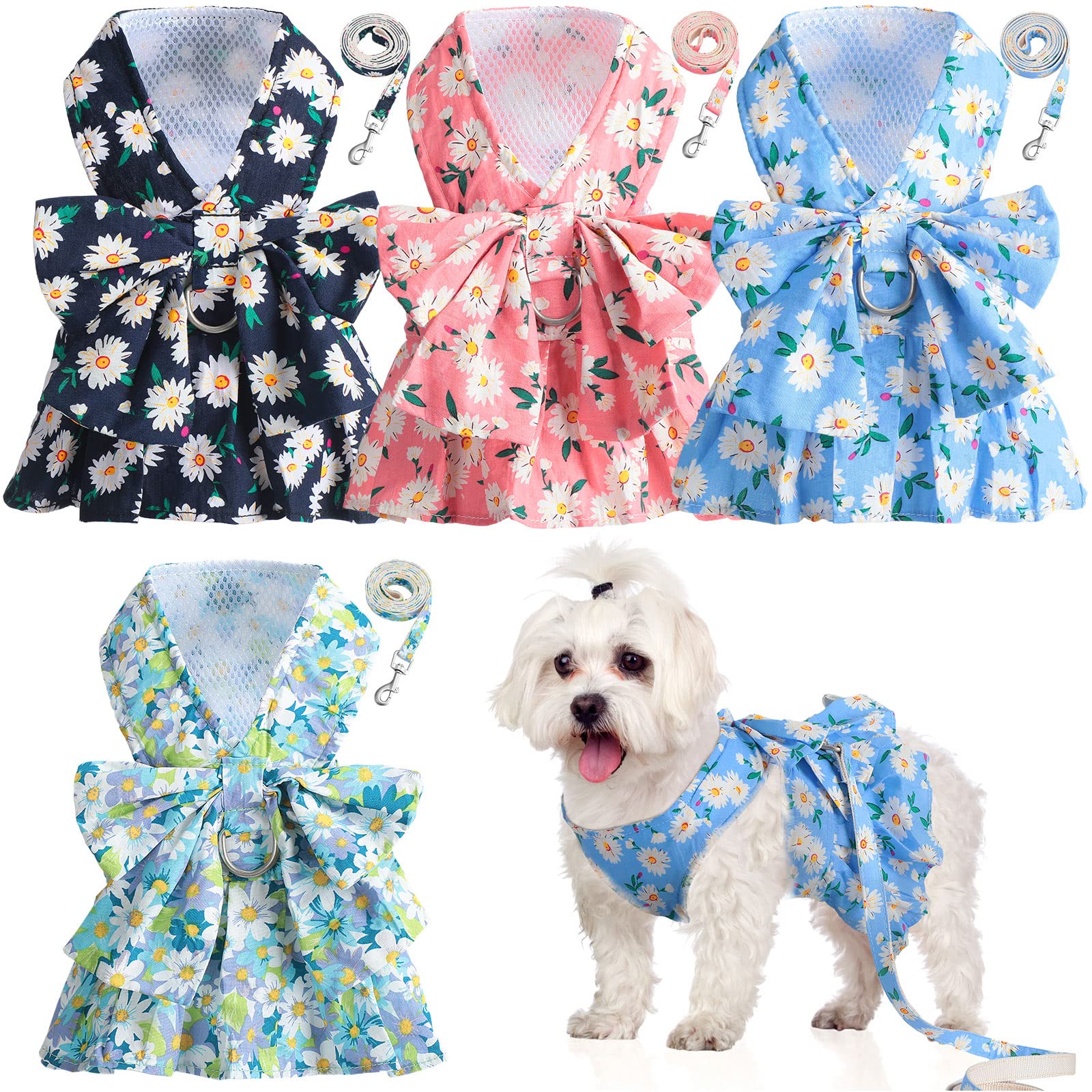 Harnais Sanwuta robe fleurs glacier bleu pour balades confortables