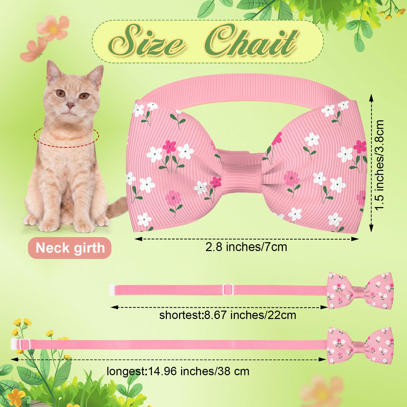 Sanwuta noeud collier imprimé Daisy, idéal pour fêtes et toilettages.