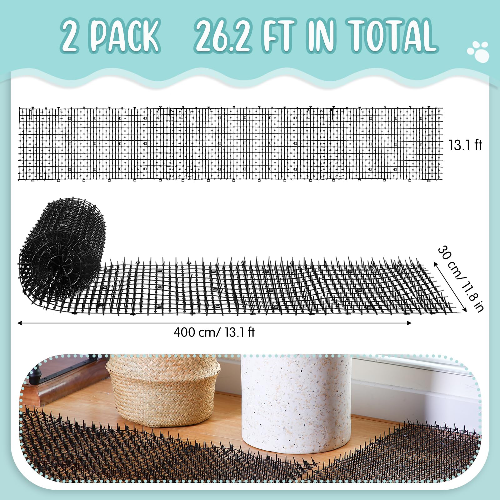 Sanwuta tapis intérieur anti-griffes chat pointes éloignent surfaces sensibles