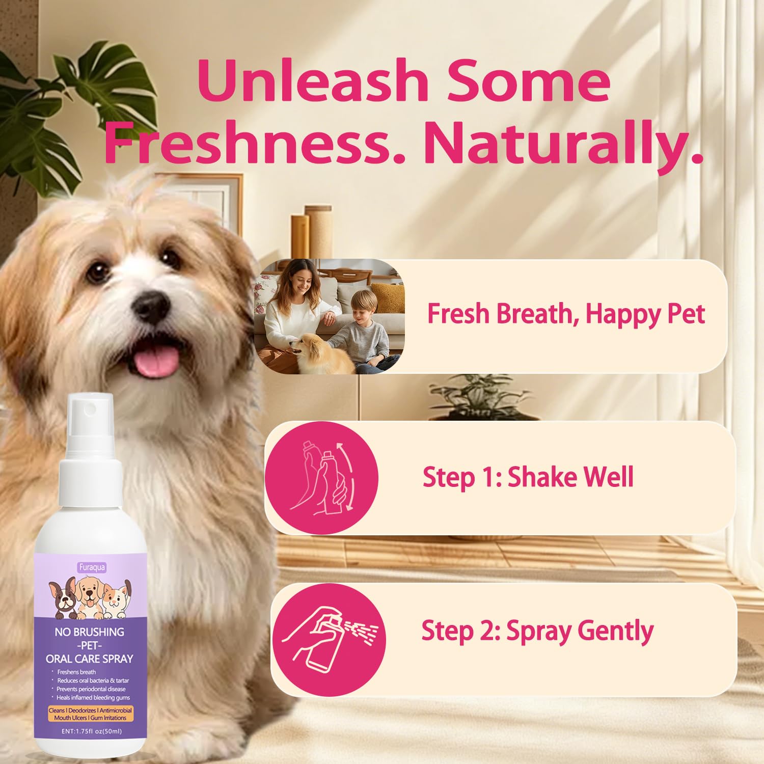 SAPURAIS Furaqua Spray – adapté chiens et chats, pratique sans brossage.