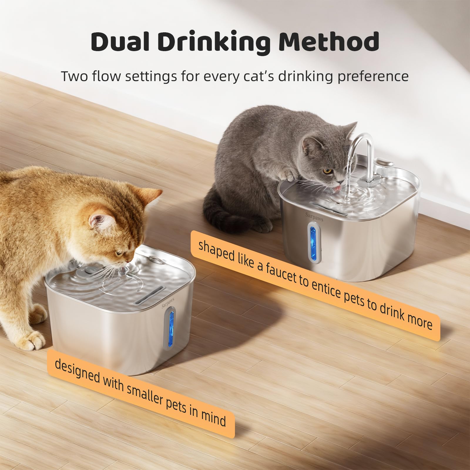 SARPAWS deux modes de boisson, robinet simulé et jet doux