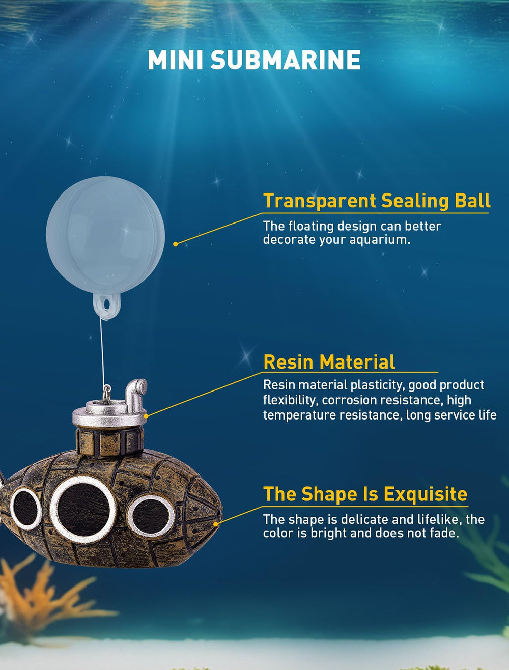SARDVISA décor en résine pour aquarium, sûr et durable pour l’eau.