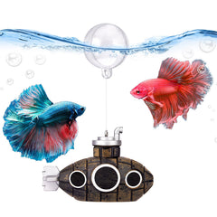 SARDVISA sous-marin flottant dans l’aquarium, décor rétro sûr pour les poissons.